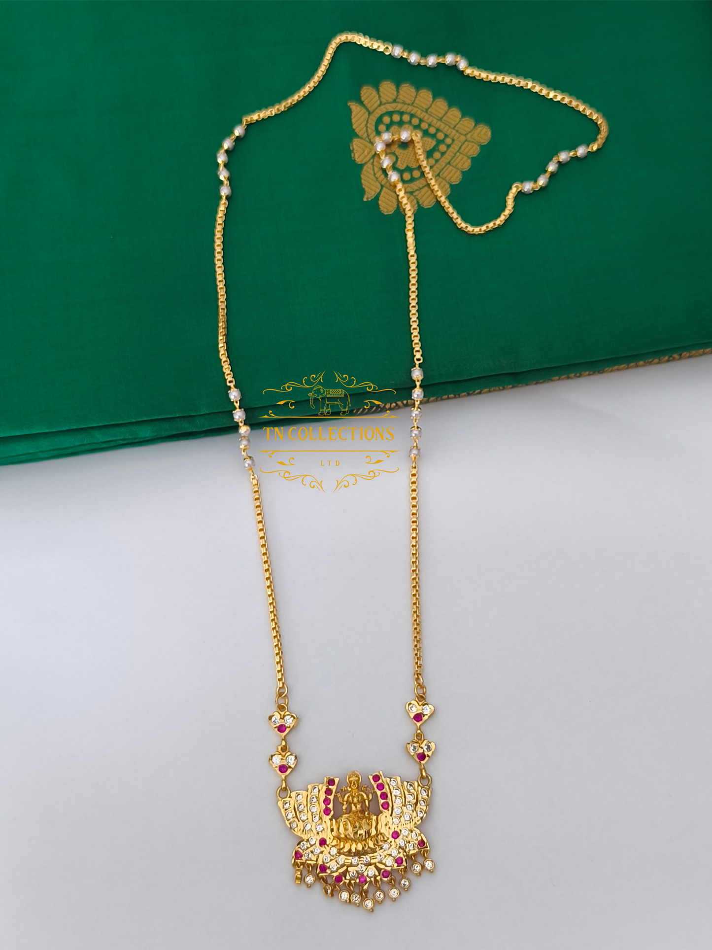 Micro Gold-Plated Traditional Pathakkam with pearl chain