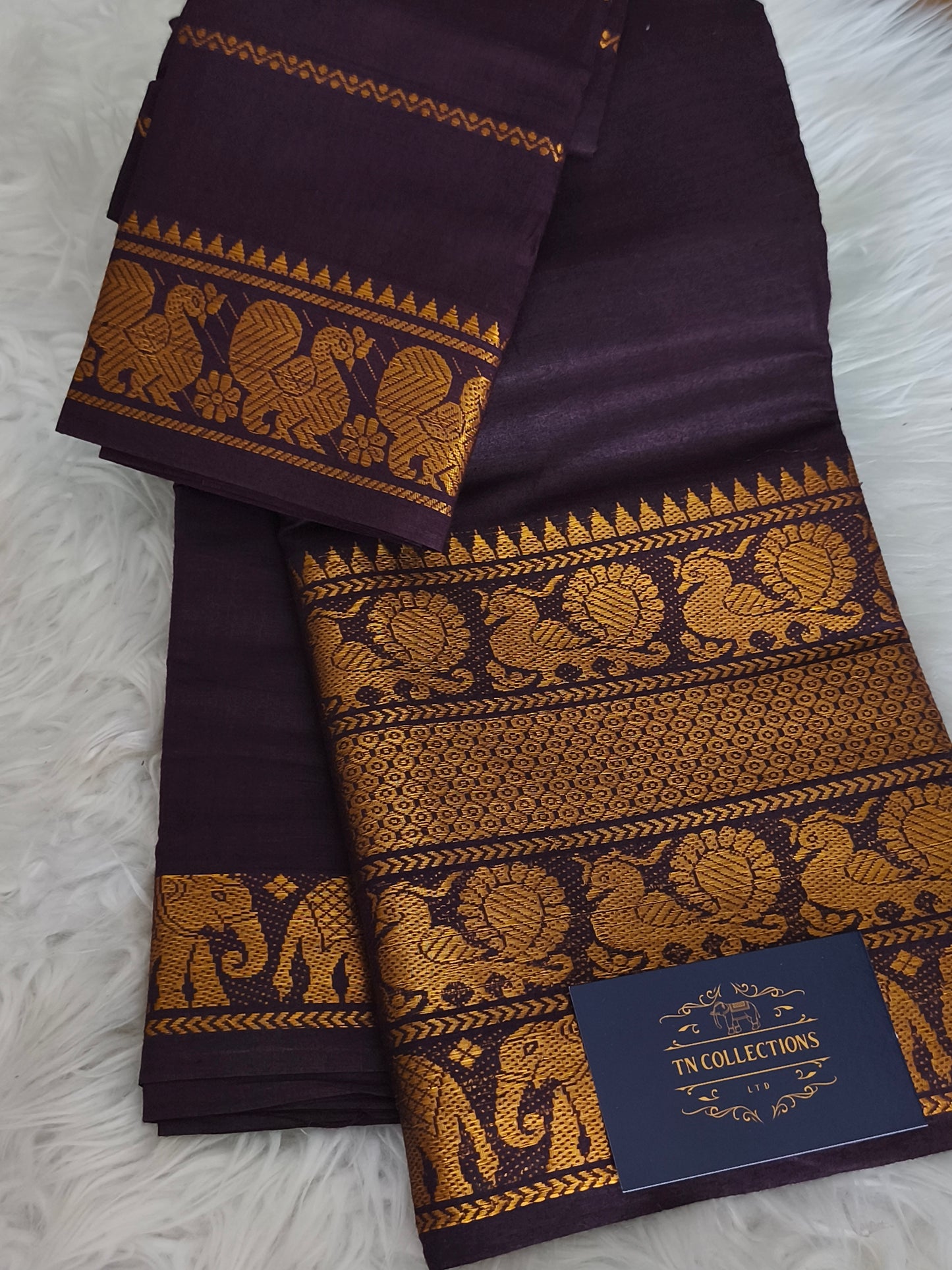 Soft Sungudi Cotton Saree (Coffee Brown)