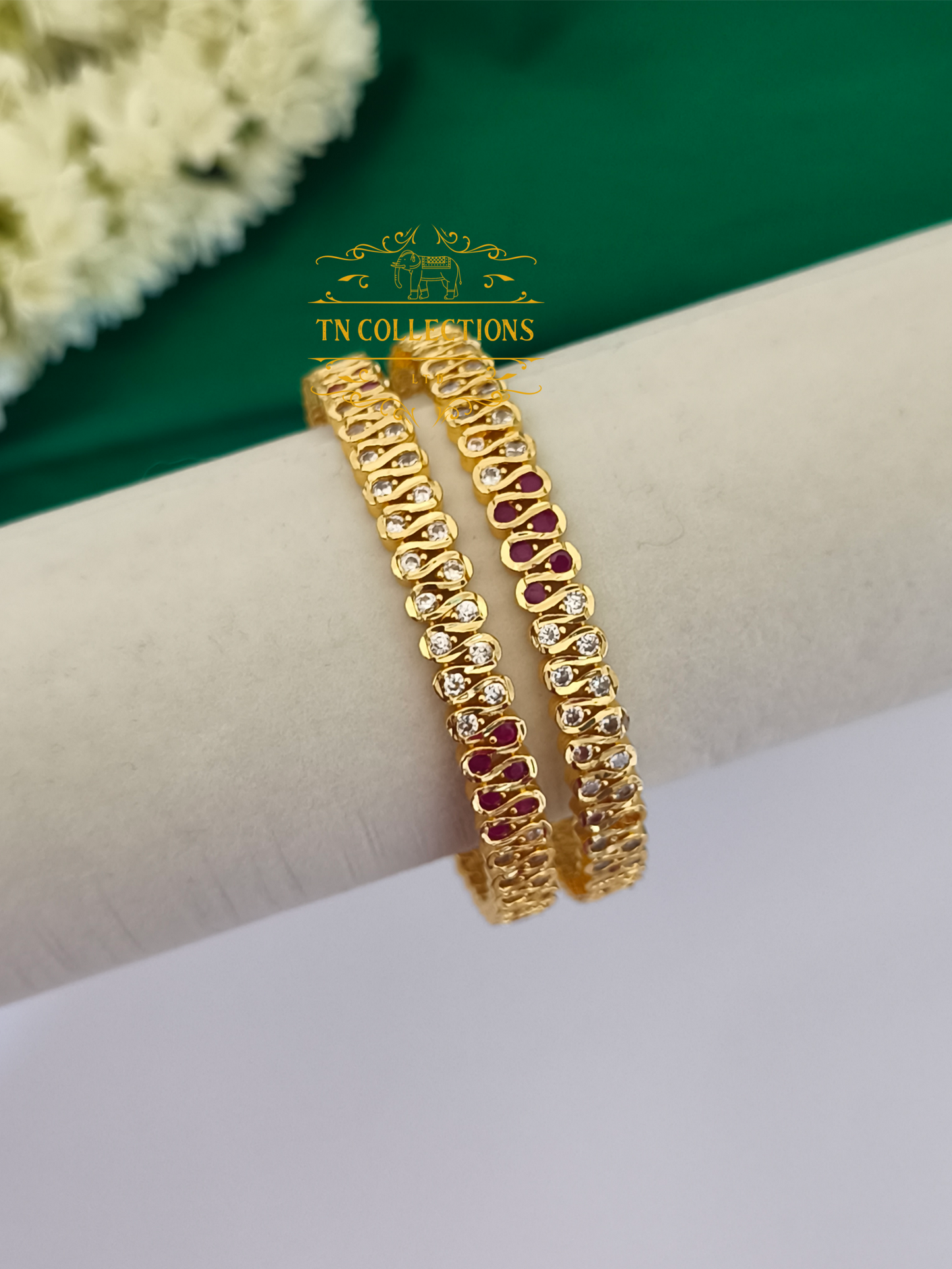 Micro Gold Finish CZ stone Bangles