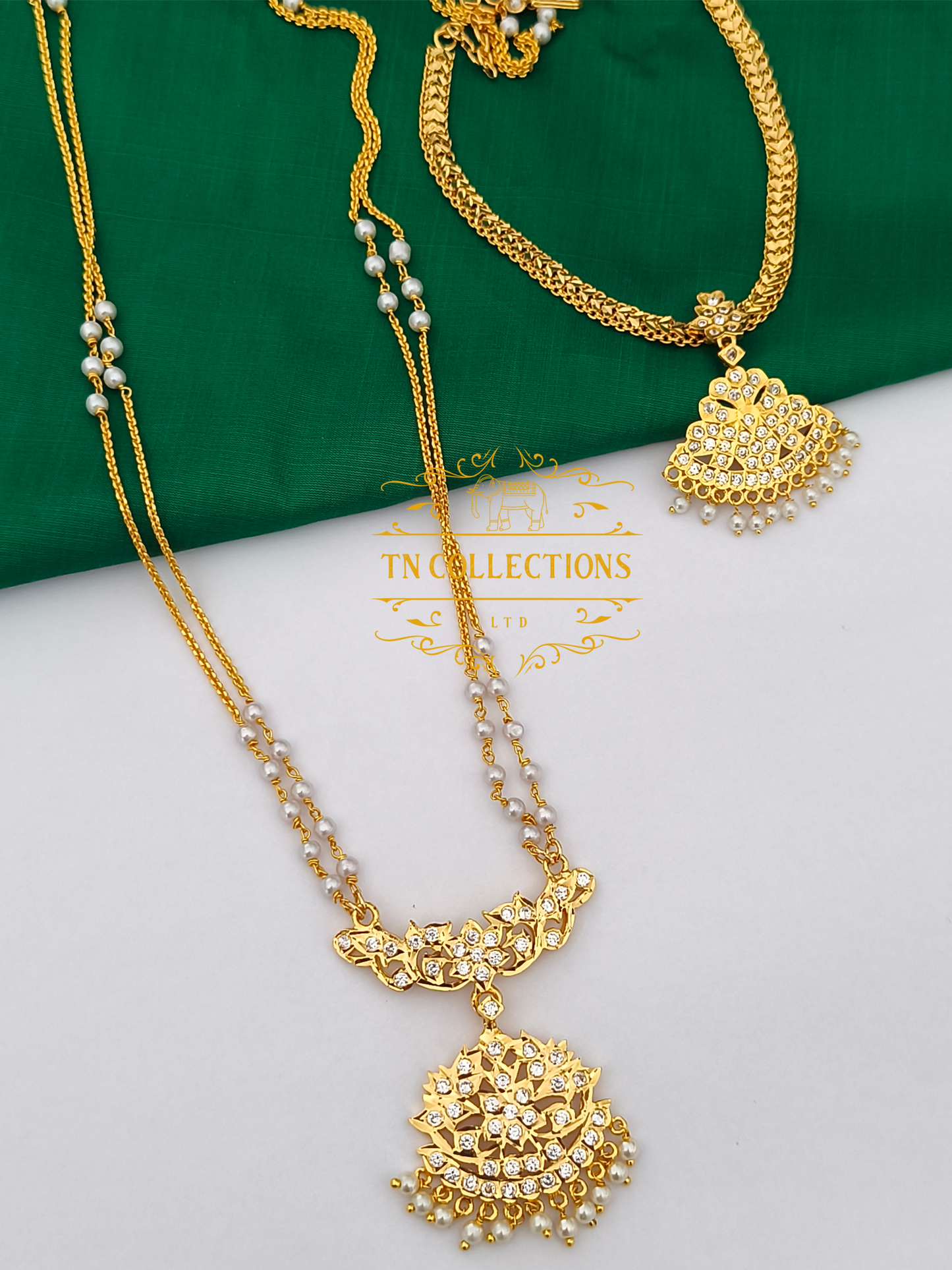 Micro Gold-Plated Traditional semi bridal set (Full white stones)