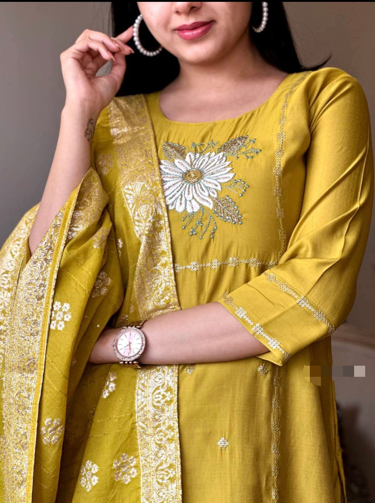 3pcs Readymade Side open kurthi (Size 42)