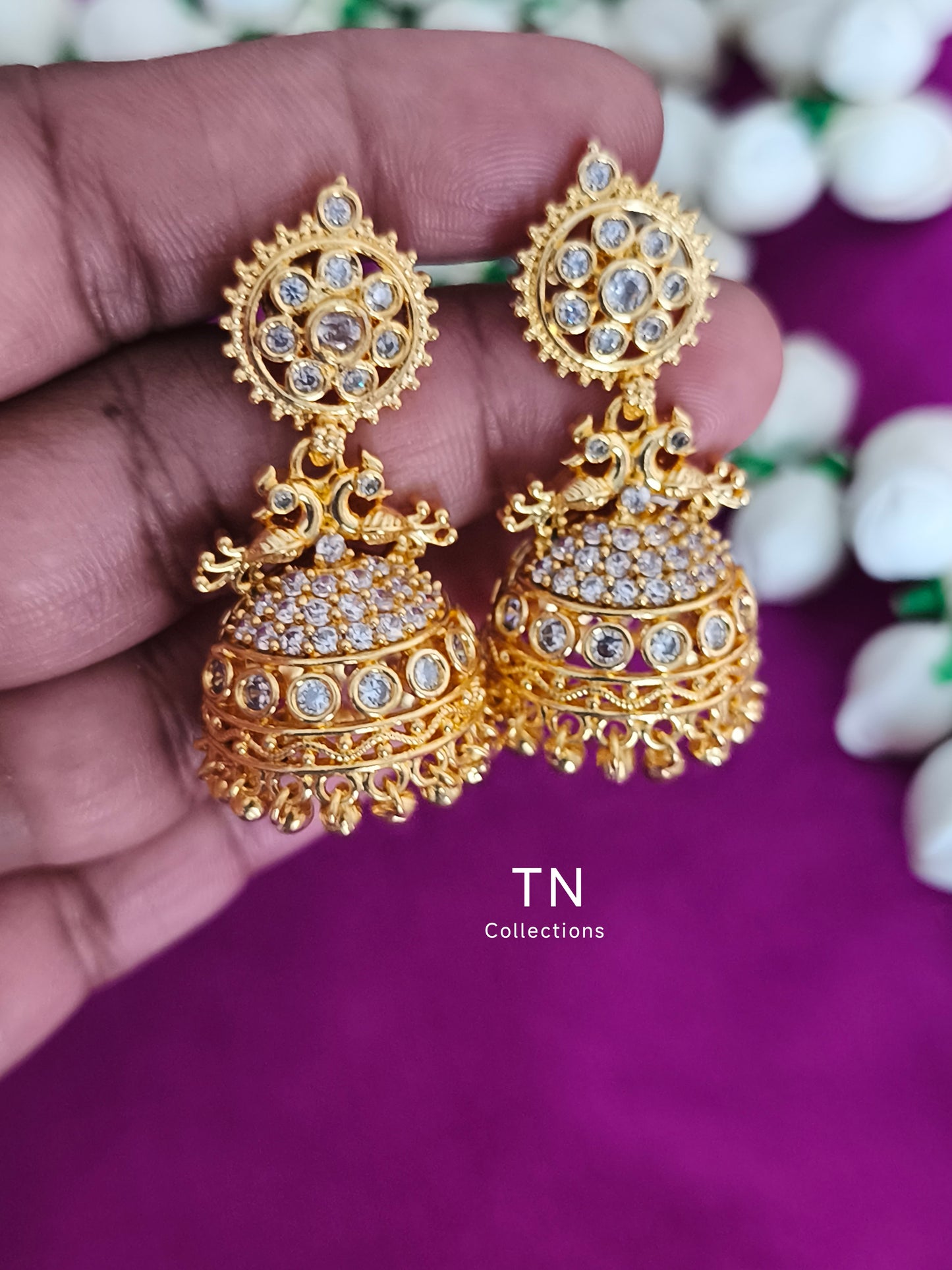Gold Finish Jhumka Earrings