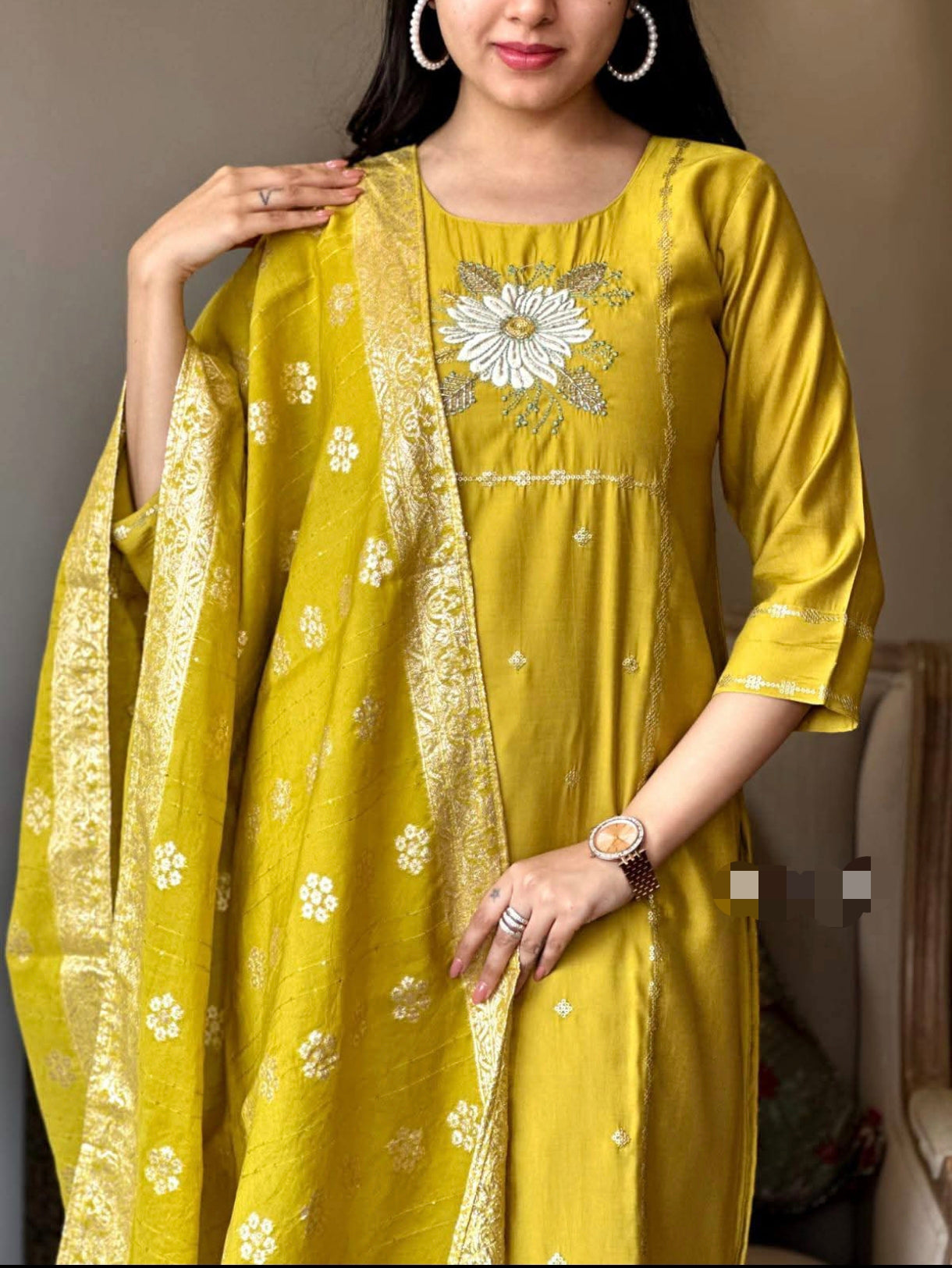 3pcs Readymade Side open kurthi (Size 42)