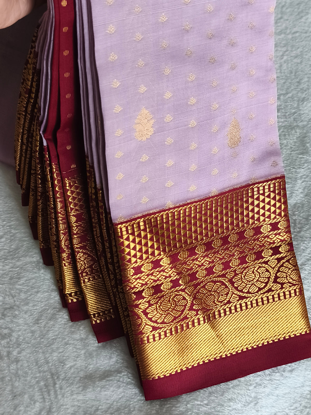Premium kanchi Semi Silk Saree with contrast blouse