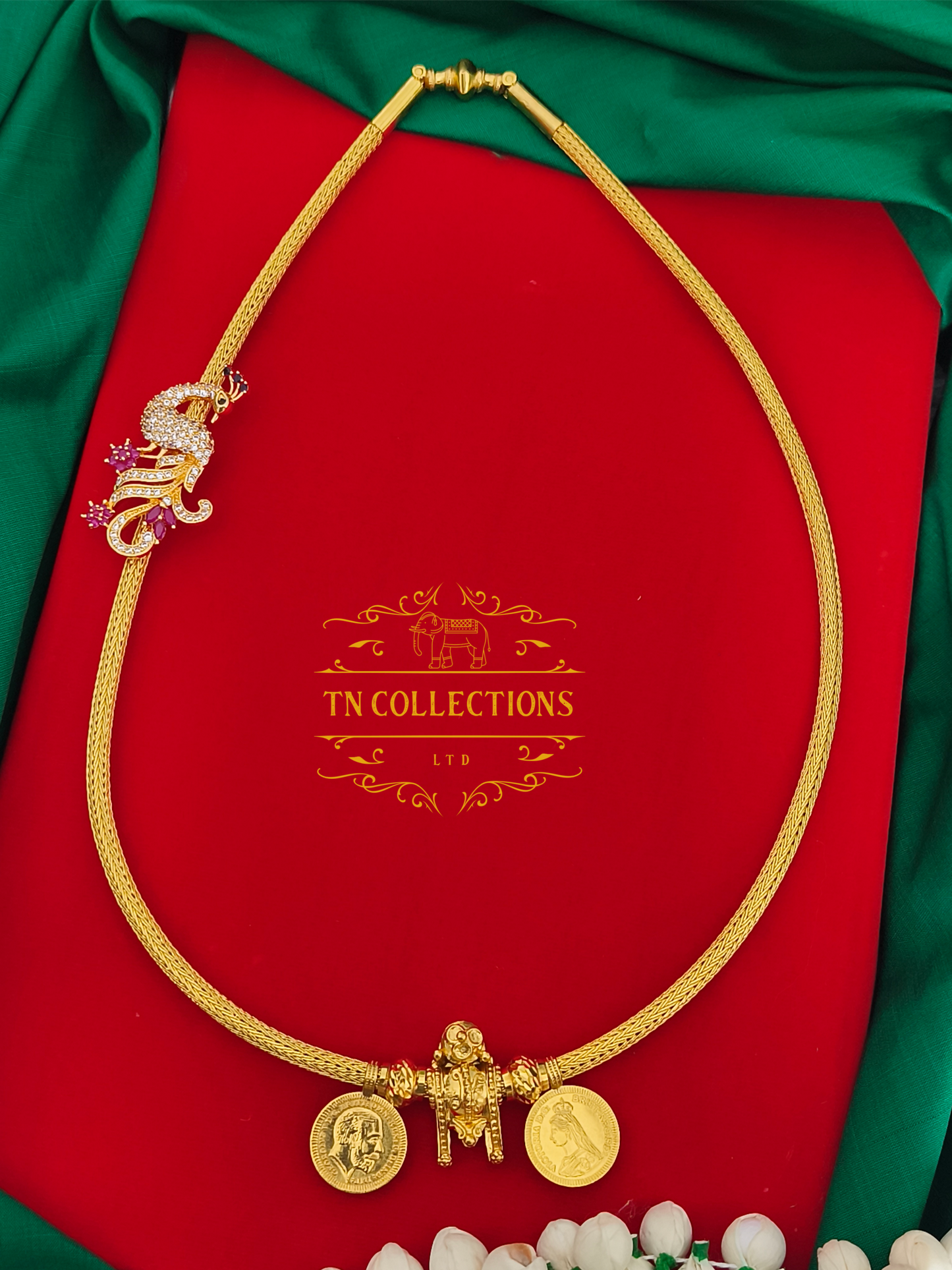 22ct Gold plated Traditional Vaira Thalikodi with kombu thali (Peacock Design Mugappu)