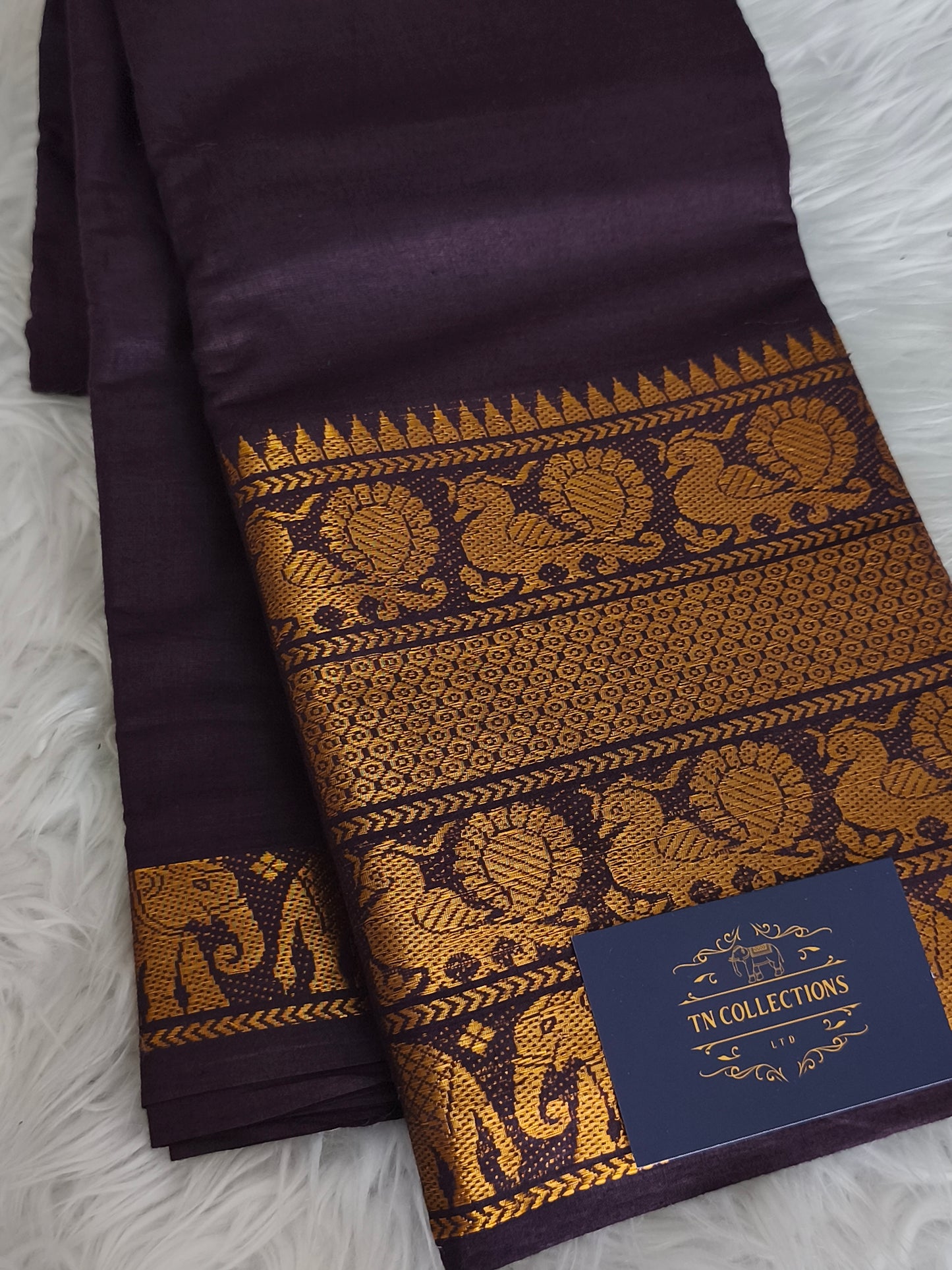 Soft Sungudi Cotton Saree (Coffee Brown)