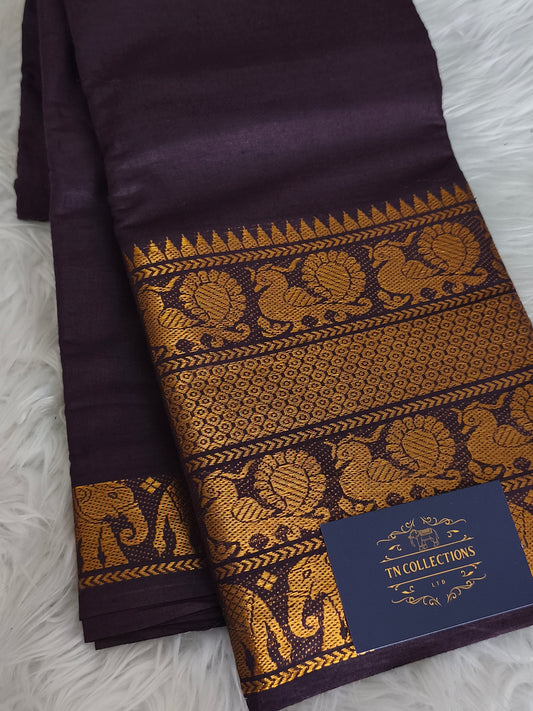 Soft Sungudi Cotton Saree (Coffee Brown)