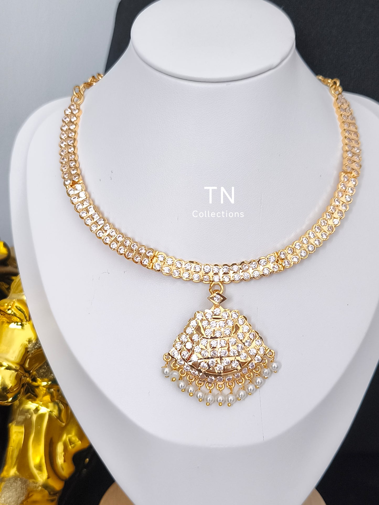 Cz Stone Impon Necklace with earrings