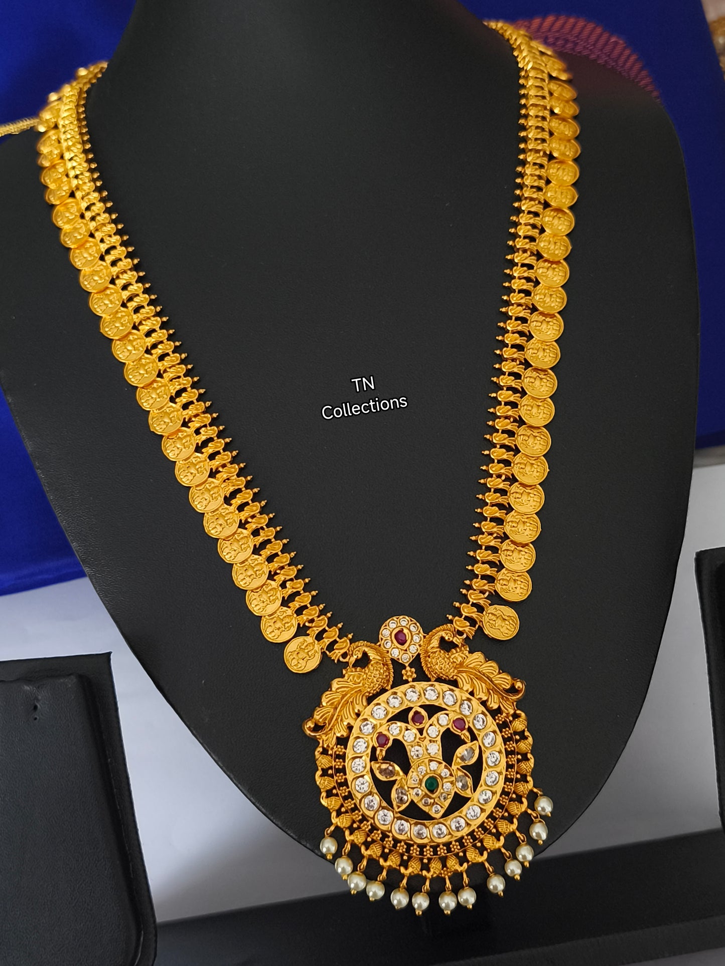 Matte Finish Long Haaram with Earrings