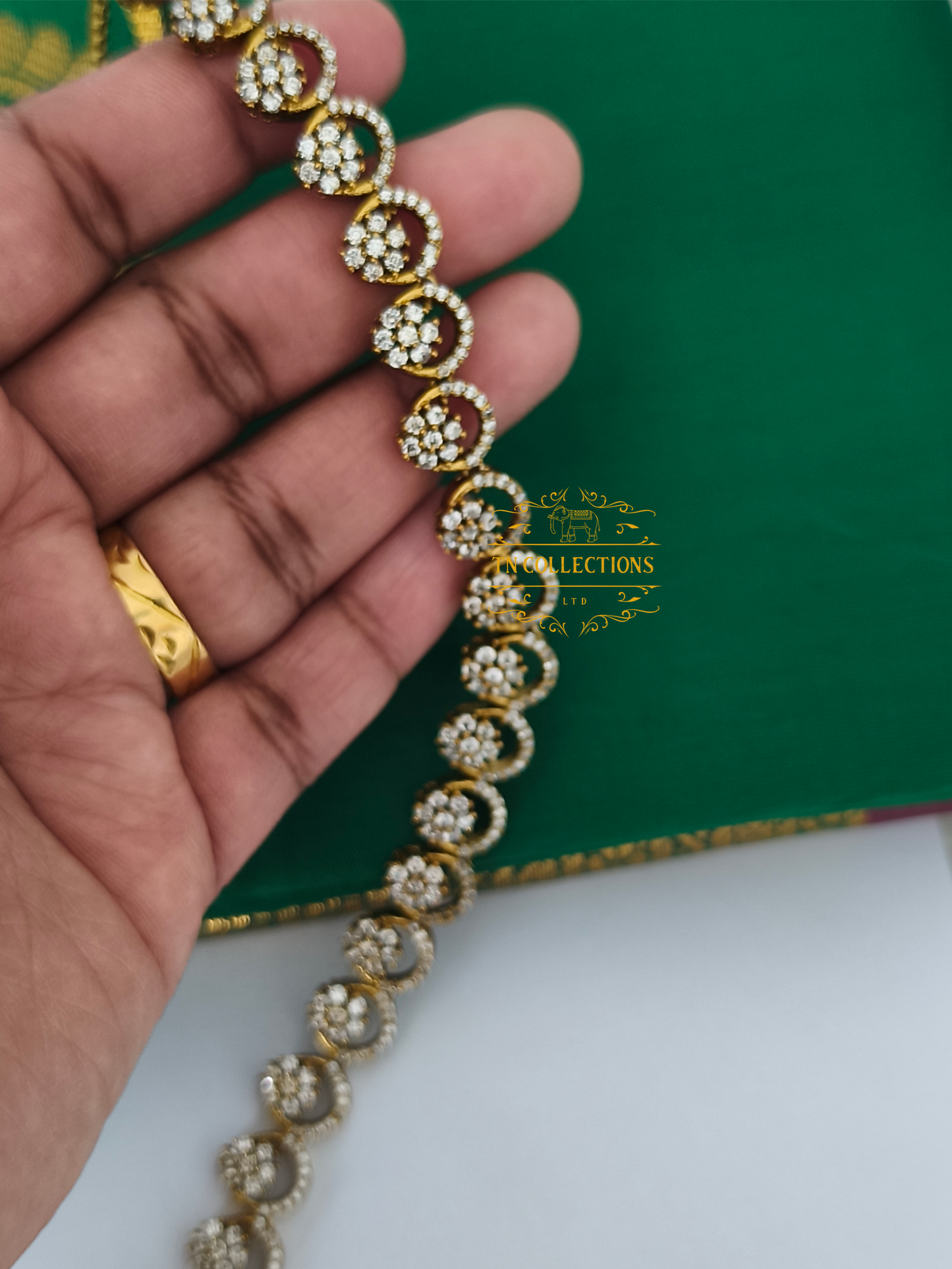 Matte Finish Cz hip chain (Full white stone)