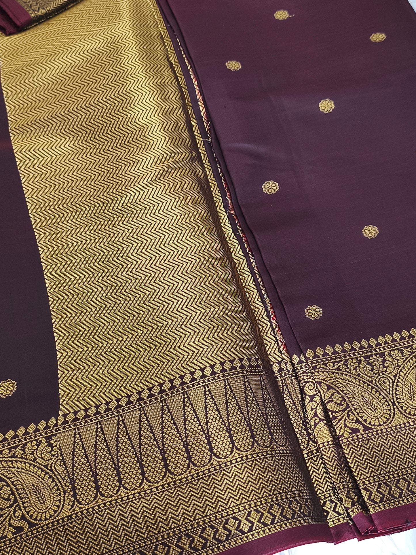 Dark Brown Banarasi Semi kataan Soft Silk