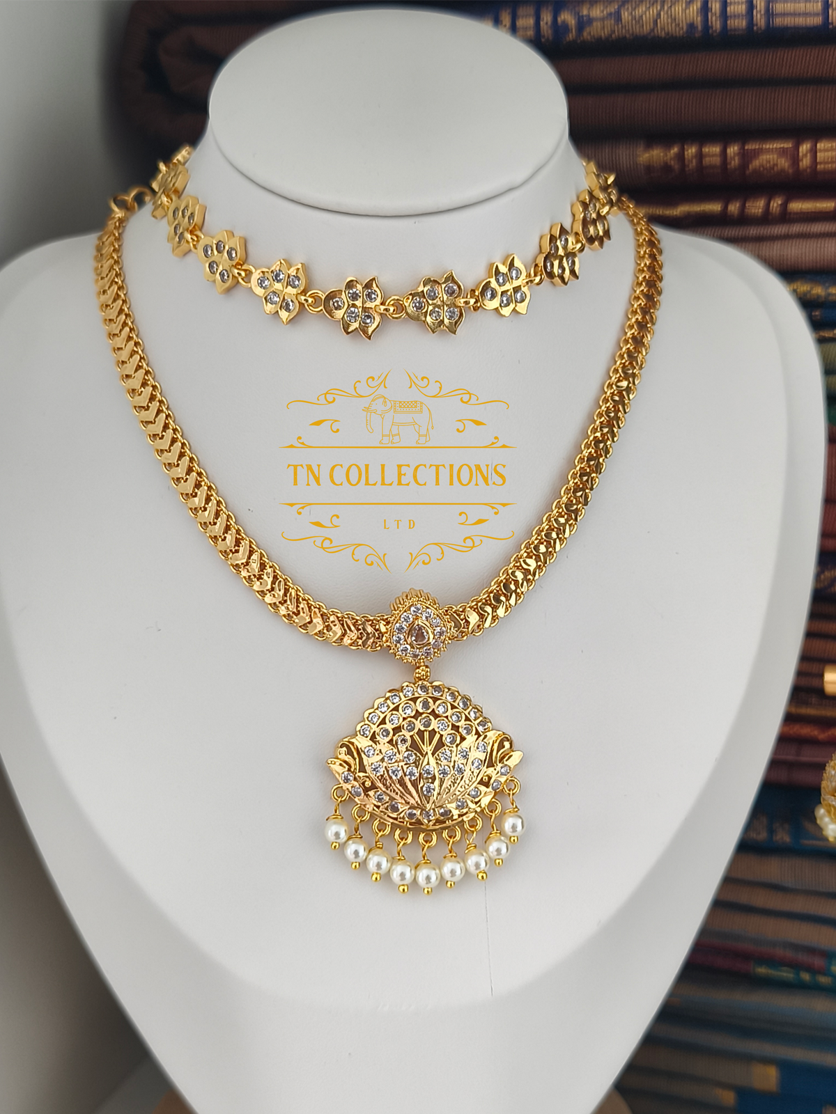 Micro Gold Finish Statement Necklace Set