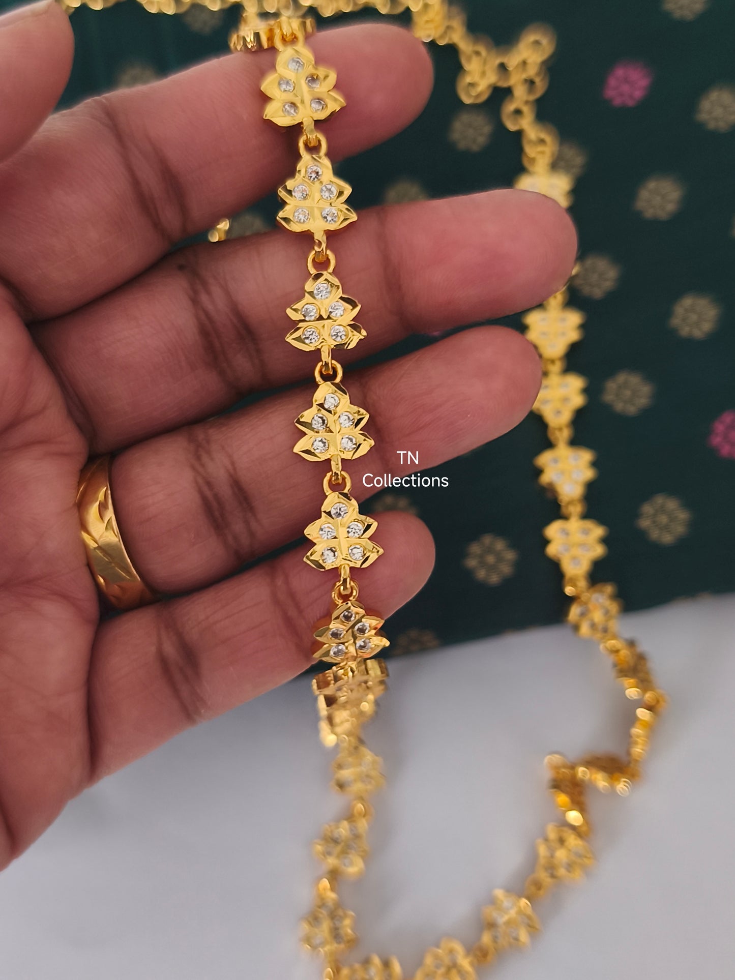 Micro gold plated Hip Chain(Full White stones)