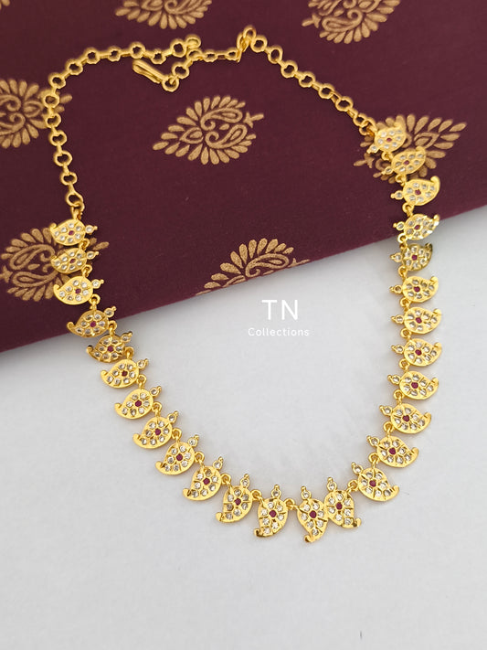 Ruby & white stones Traditional Mango Attiyal