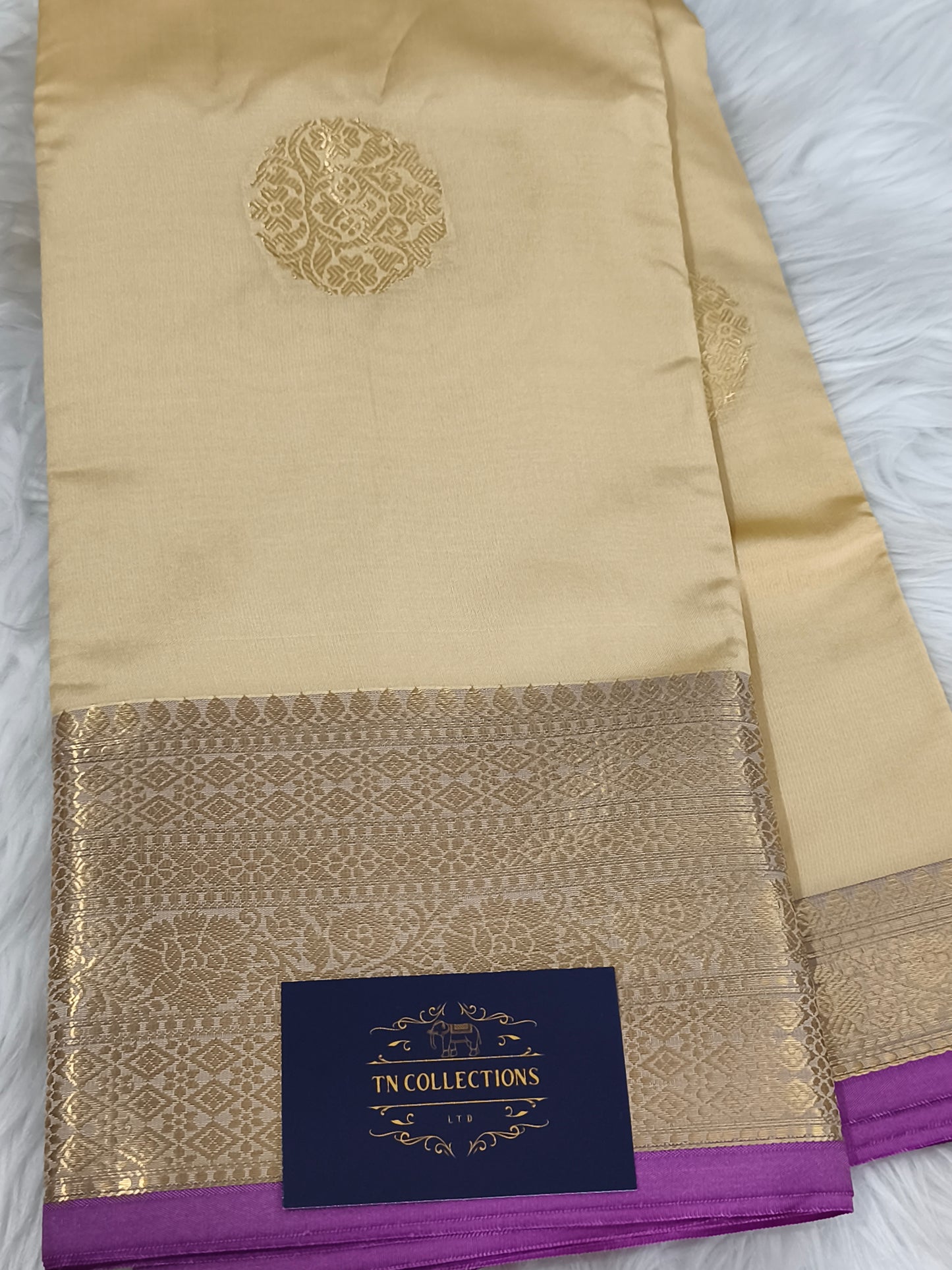 Luxury Semi Soft Silk Saree (Beige)