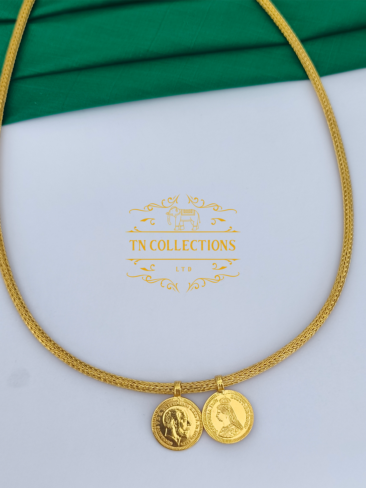 22ct Gold Plated Traditional Hindu Thalikodi with Coins (Approx 9-11 Pawn thickness)