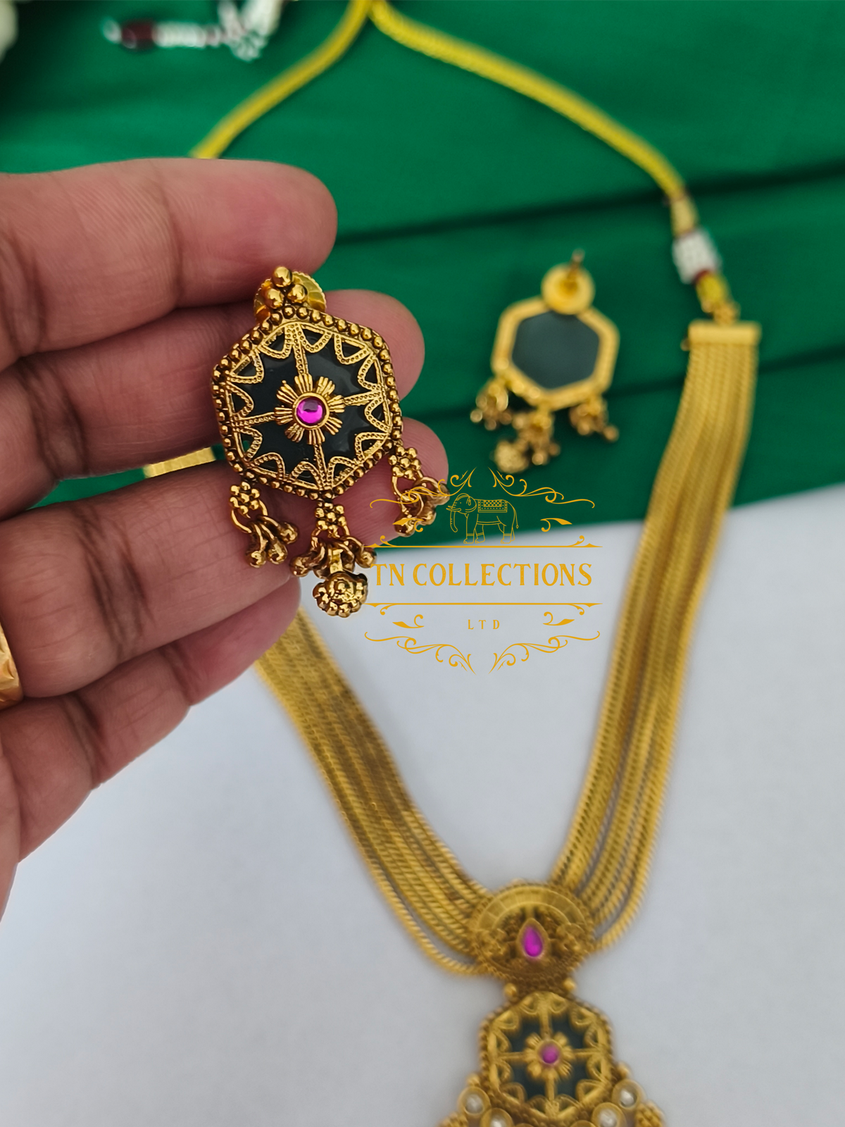 Antique Polish Jadau kundan Necklace Set