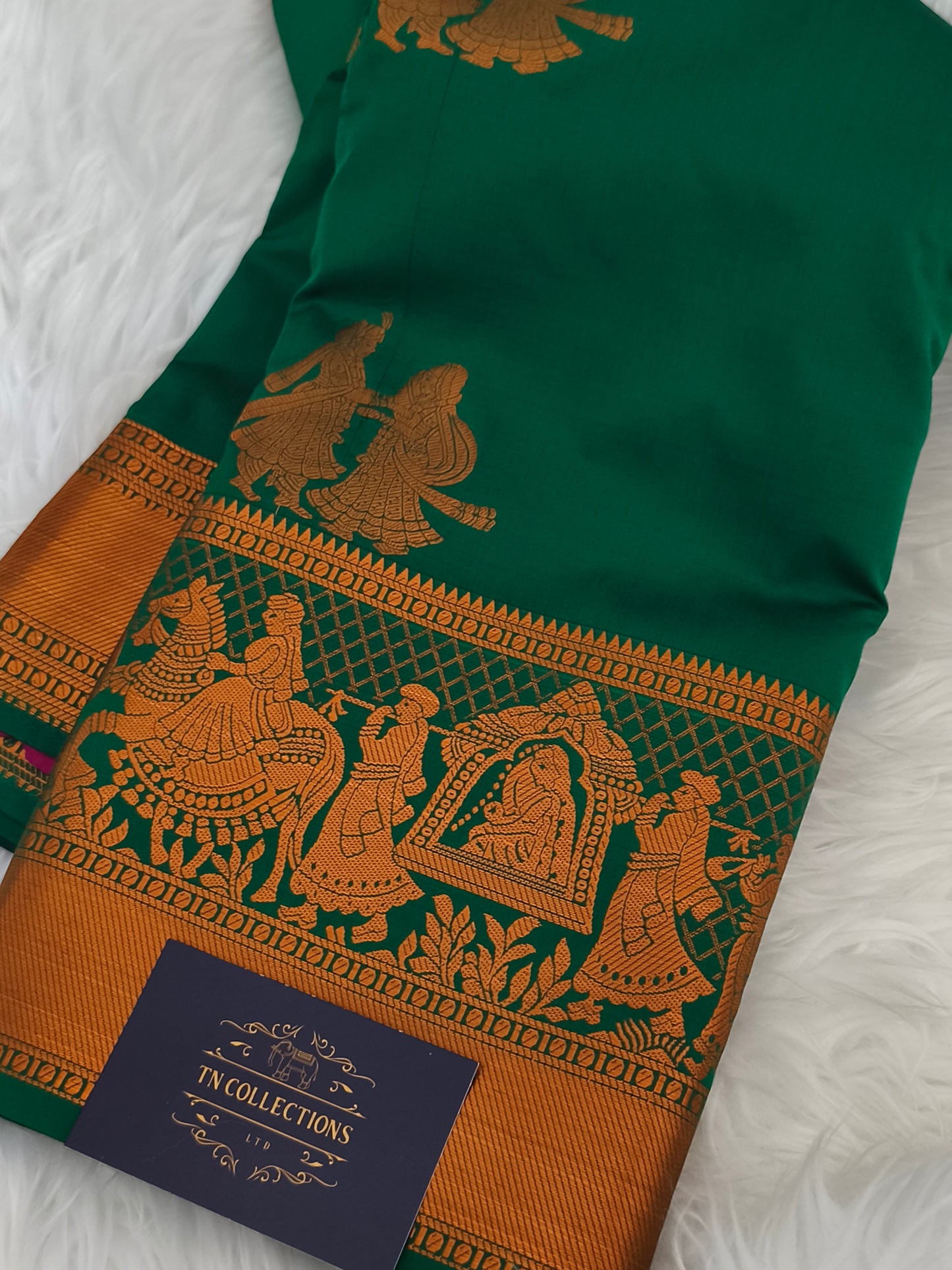 Pallakku design Green Kanchi Soft silk saree