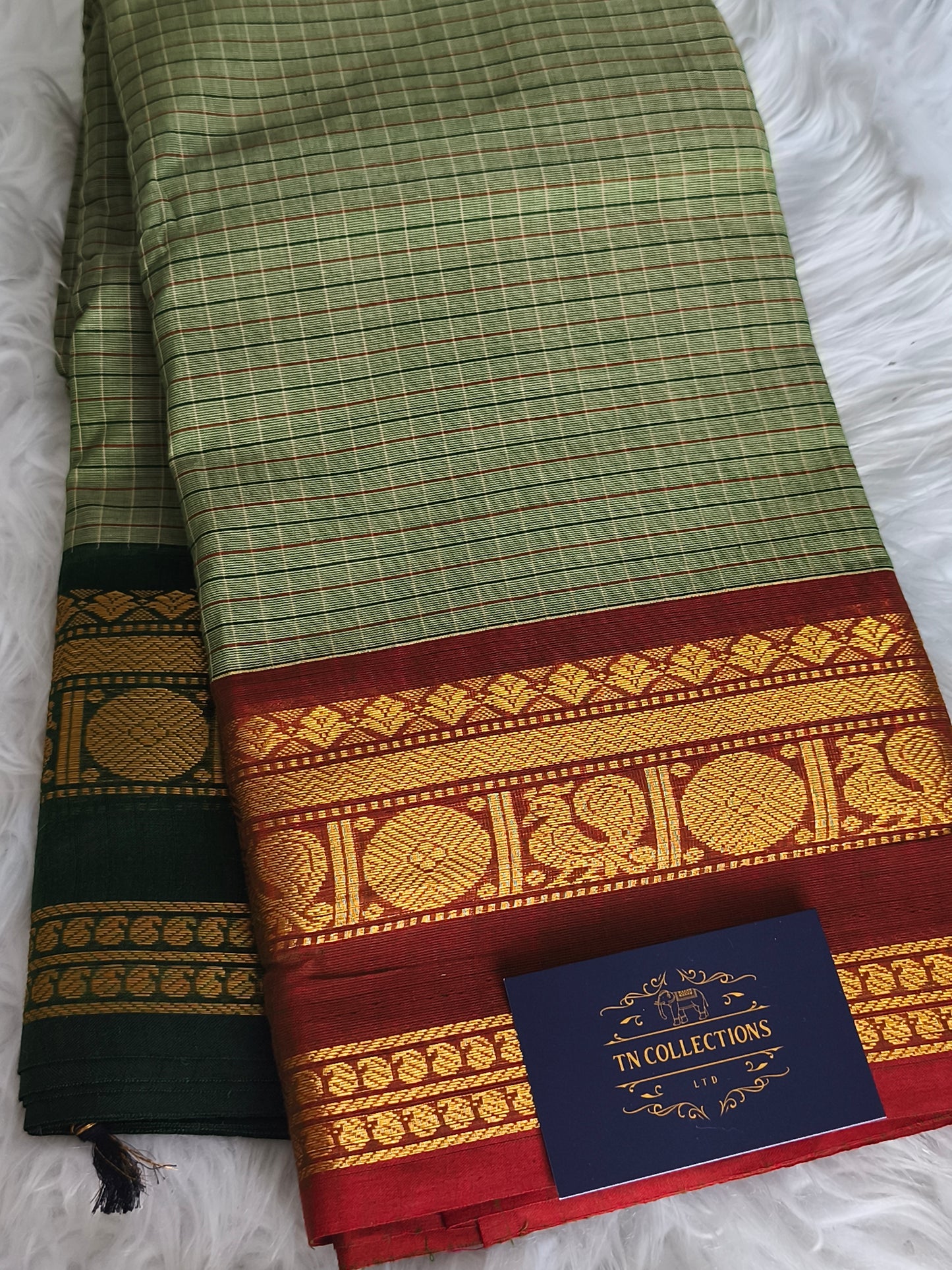 Pure Handloom kanchi cotton Kattam Saree