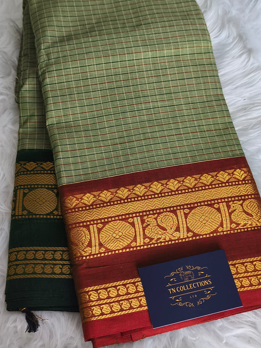Pure Handloom kanchi cotton Kattam Saree