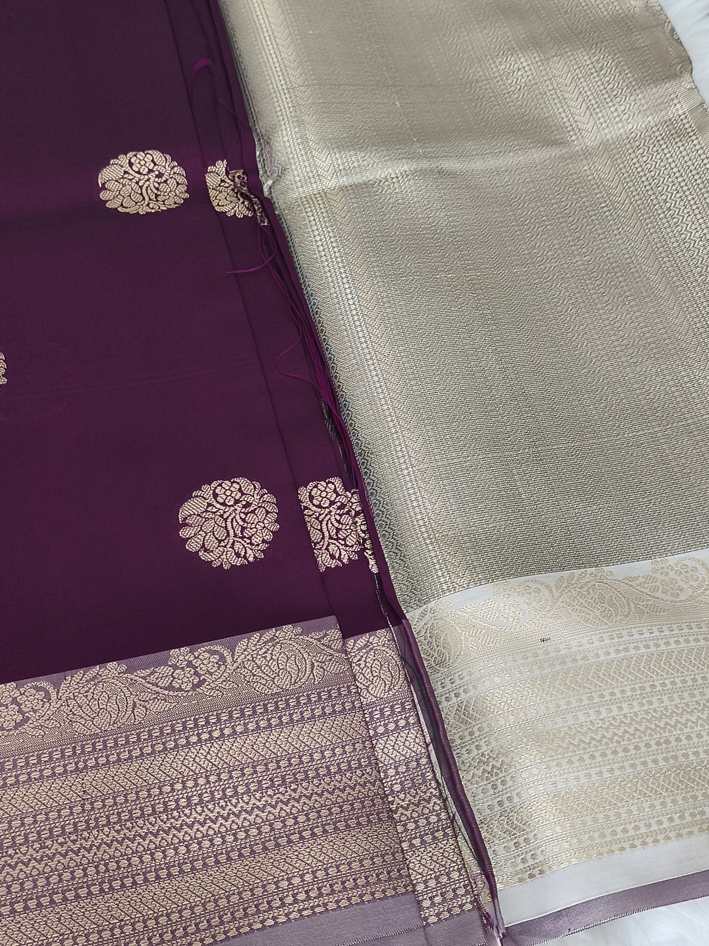 Banarasi Semi Katan Semi Silk Saree (Wine Purple)