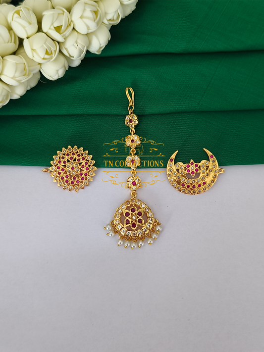 Micro Gold Finish Sun & Moon Bridal Hair Accessories Set