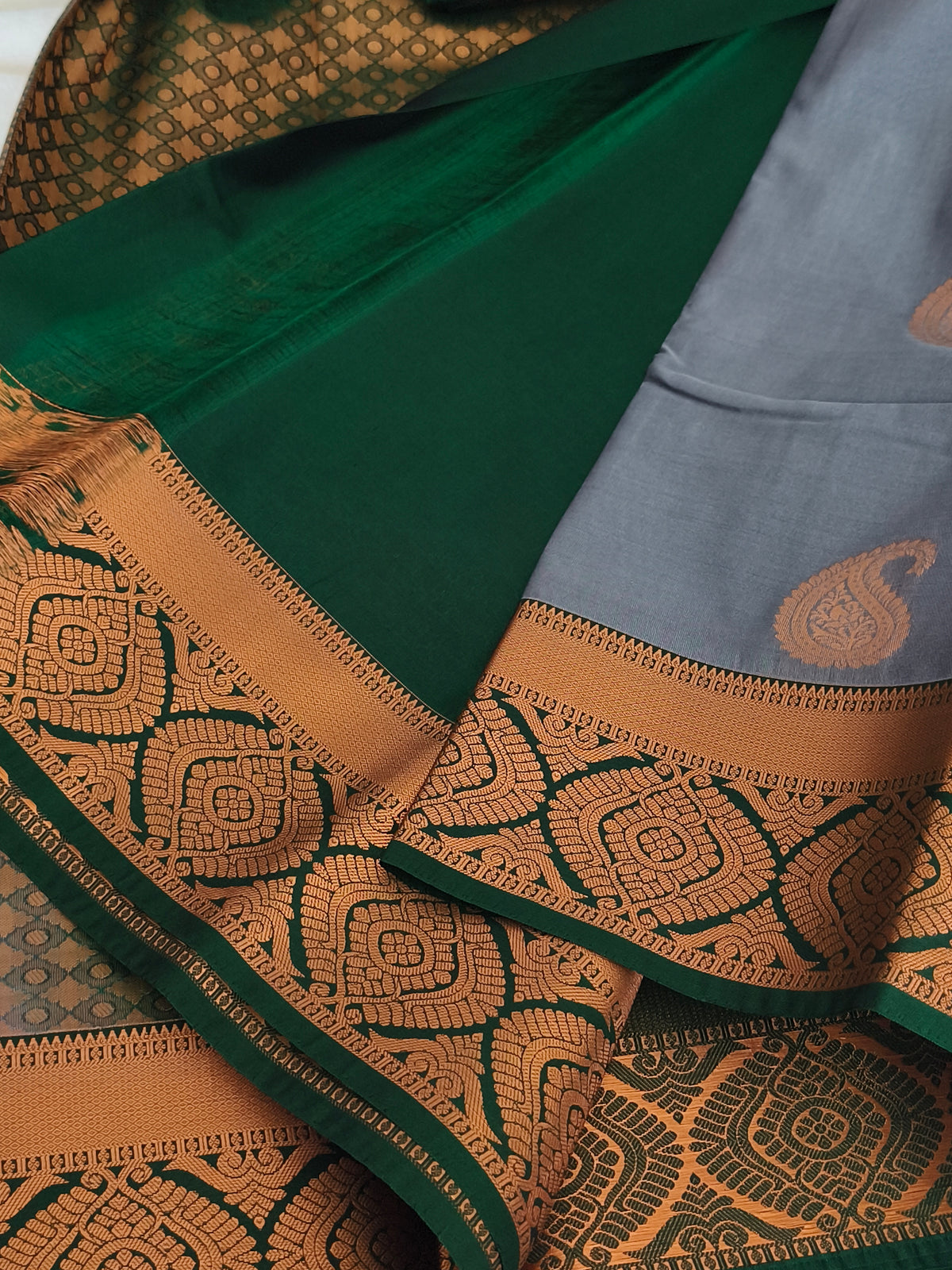 Grey kanchi Semi Silk Saree