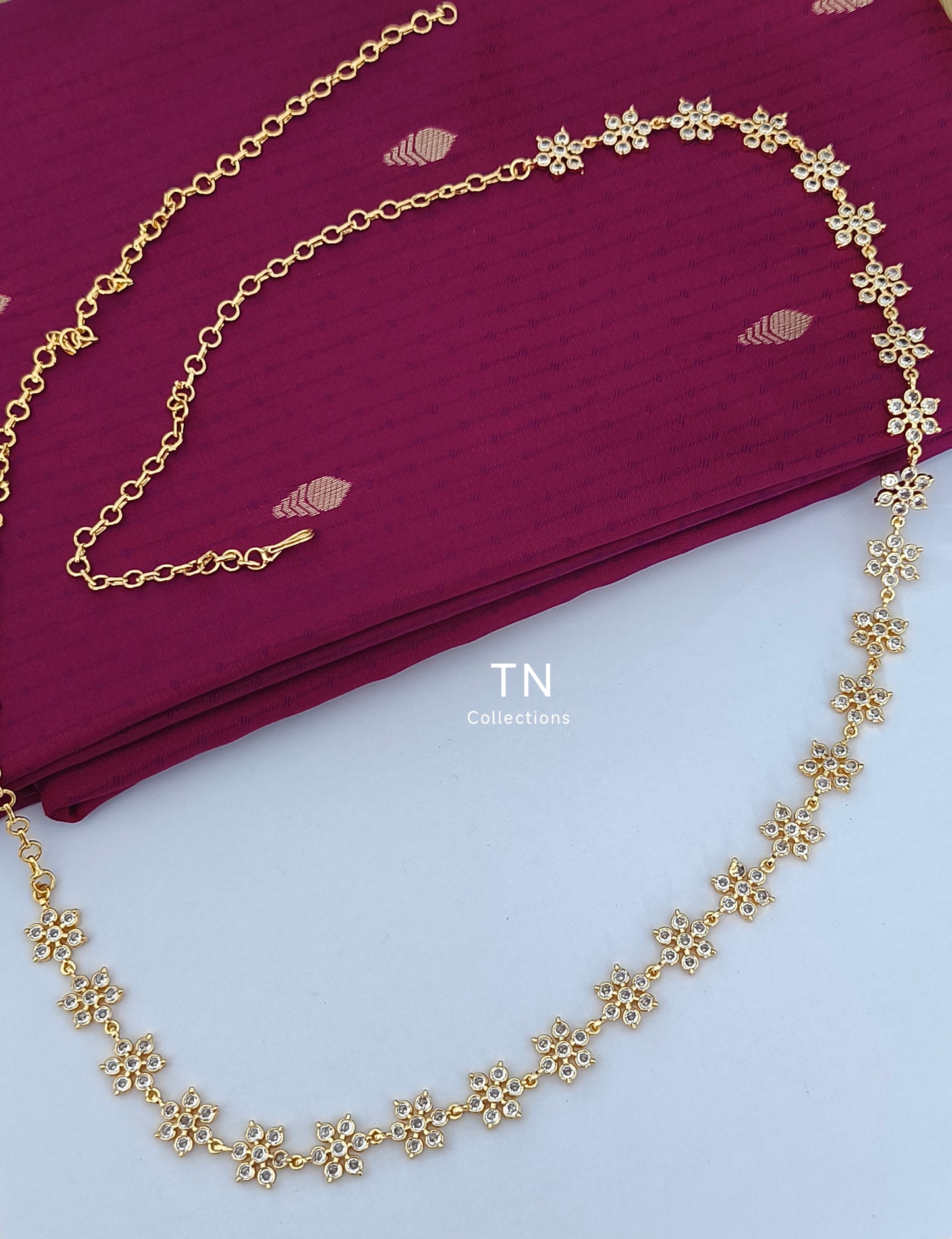 Micro gold plated Flower Design Hip Chain (Full White)