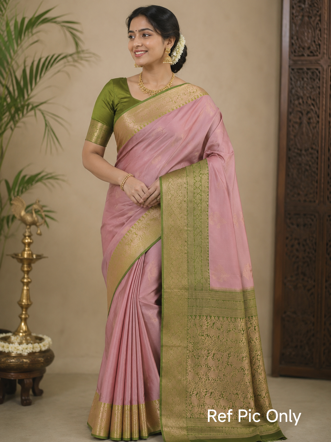 Dusty Pink Kanjivaram Semi Silk Saree