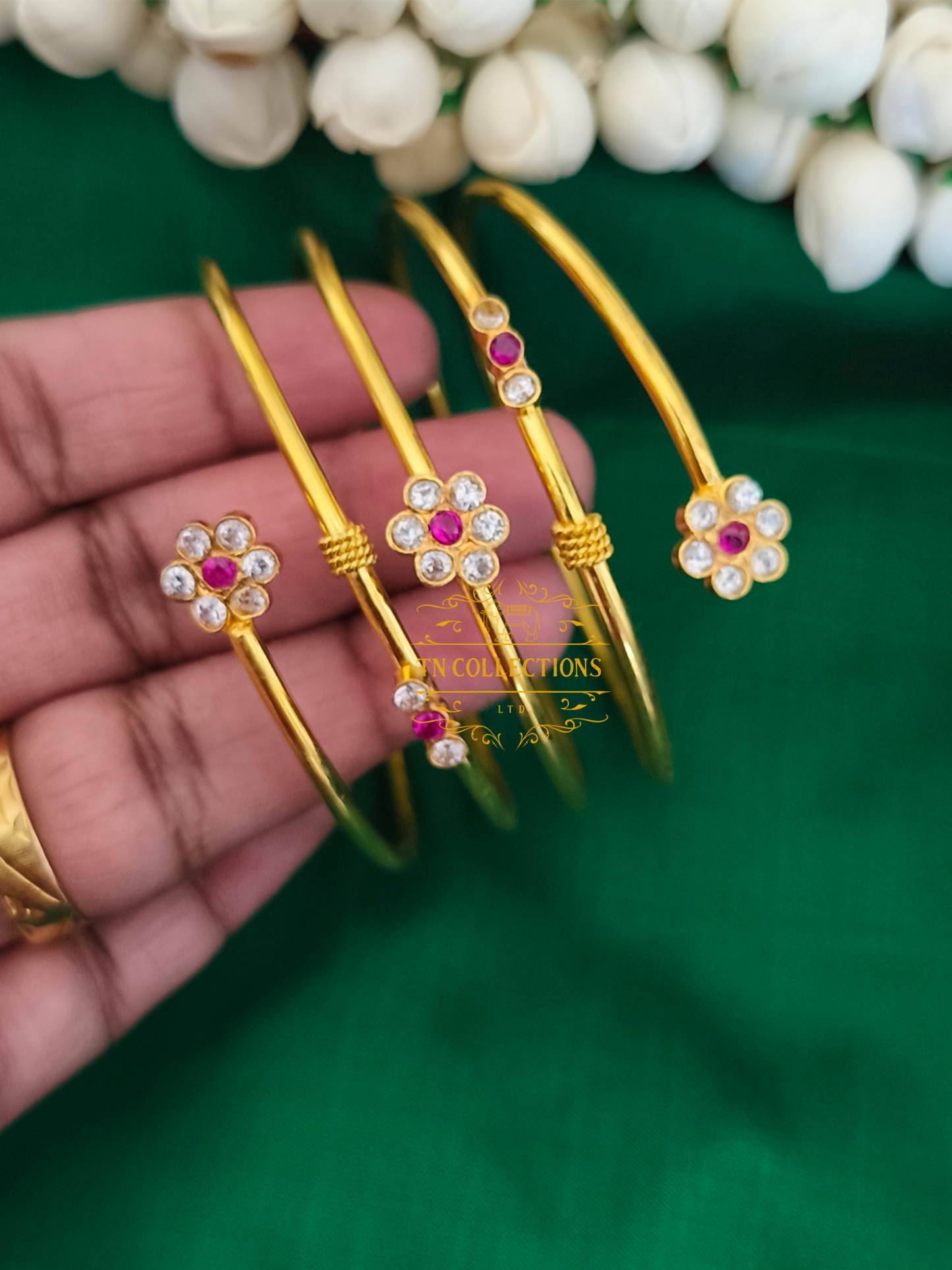 22ct Gold plated Traditional Bangle (Floral Design)