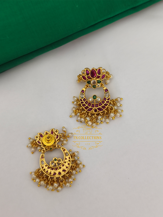 Antique Polish real kemp stone Lotus Design Earrings
