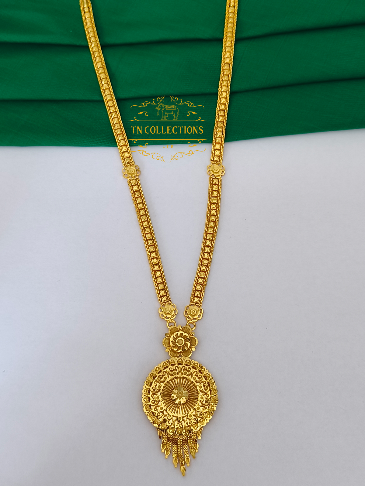 Gold Plated Long Haaram with Earrings