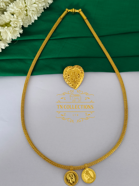 22ct Gold Plated Traditional Hindu Thalikodi with Amman thali & Coins (15- 19 Pawn thickness)