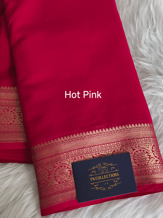 Premium Chiffon Georgette saree (Hot Pink)