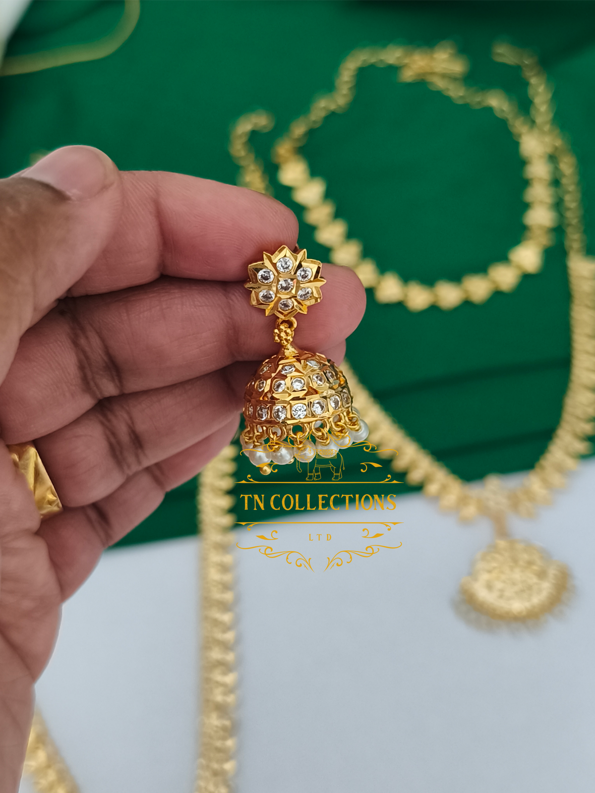 Micro Gold Finish cz Semi Bridal Set (Full white stones)