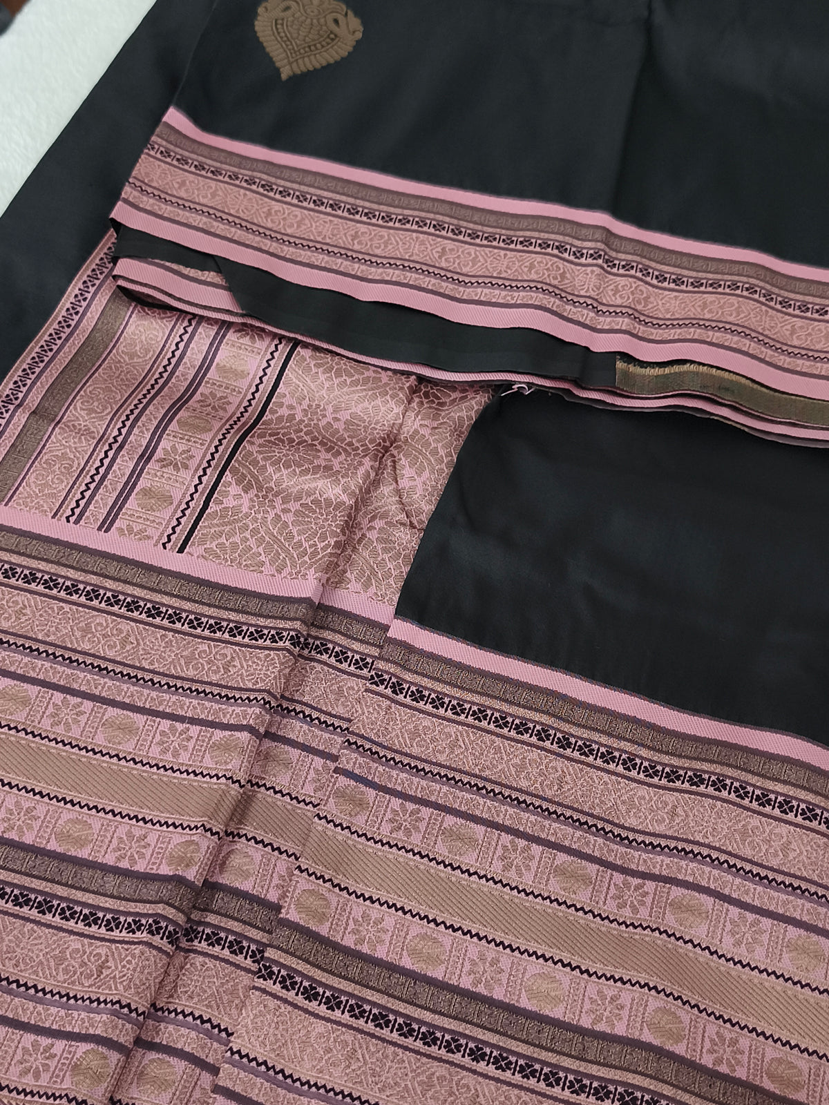 Black Kanchi semi silk Saree