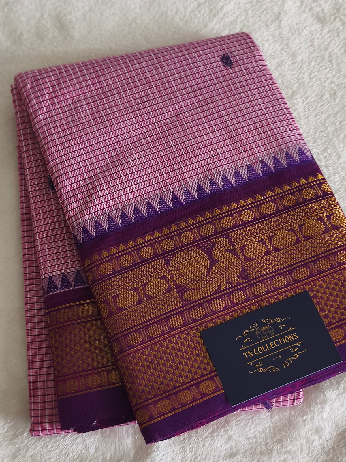 Pure Handloom checked Kanchi Cotton Saree