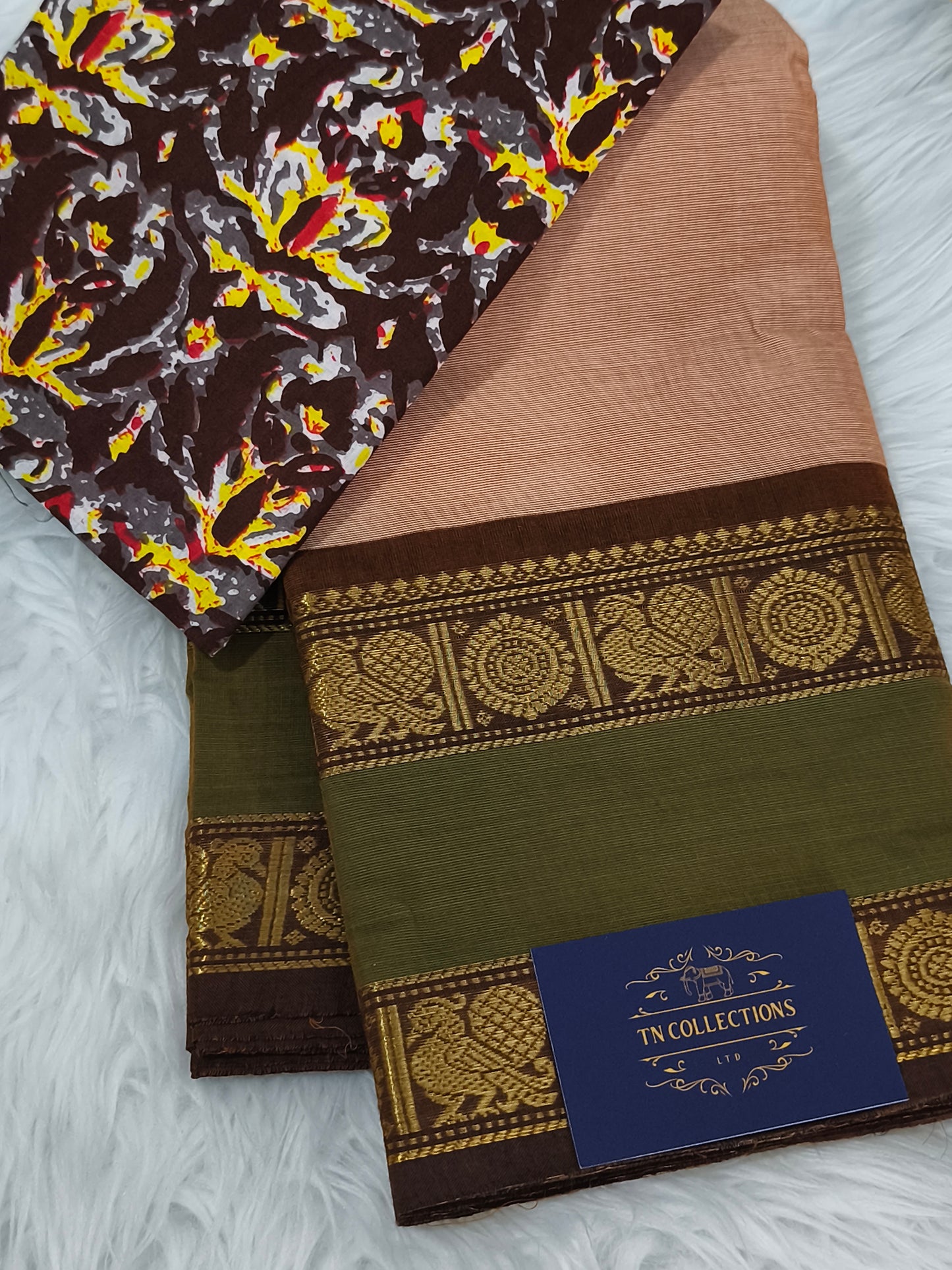 Pure Chettinad cotton saree with Kalamkarai blouse