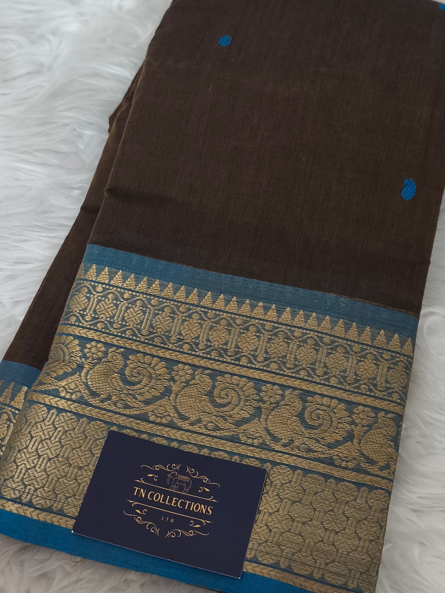 Pure kanchi Cotton Saree (Brown)