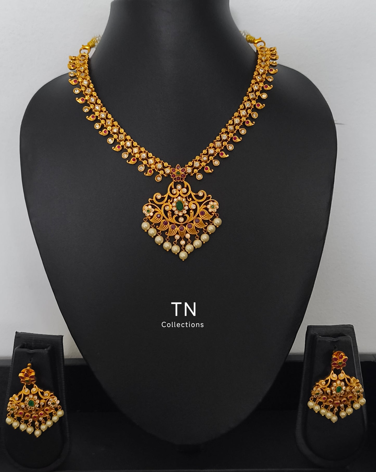 Antique Matte Finish Necklace with Earrings