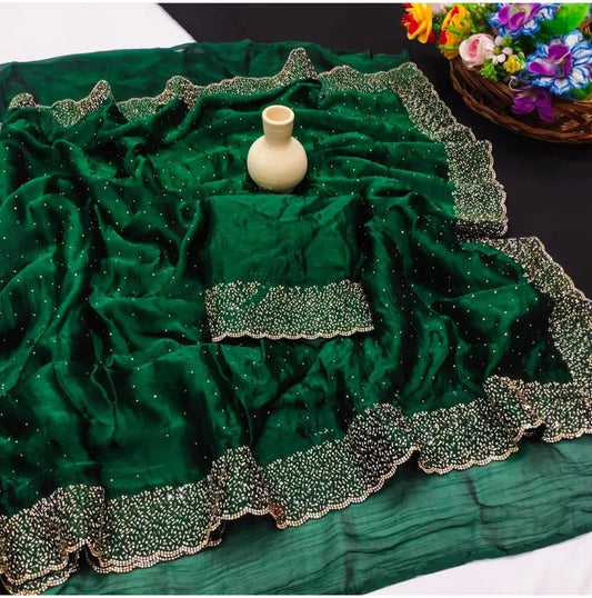 Green Space Silk Party Saree