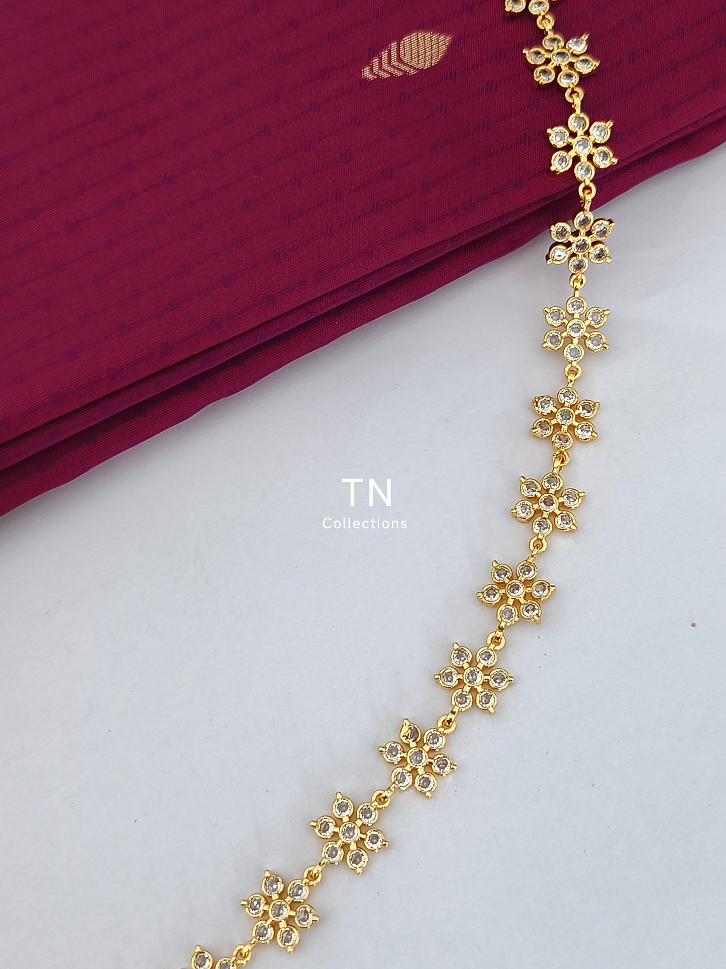 Micro gold plated Flower Design Hip Chain (Full White)