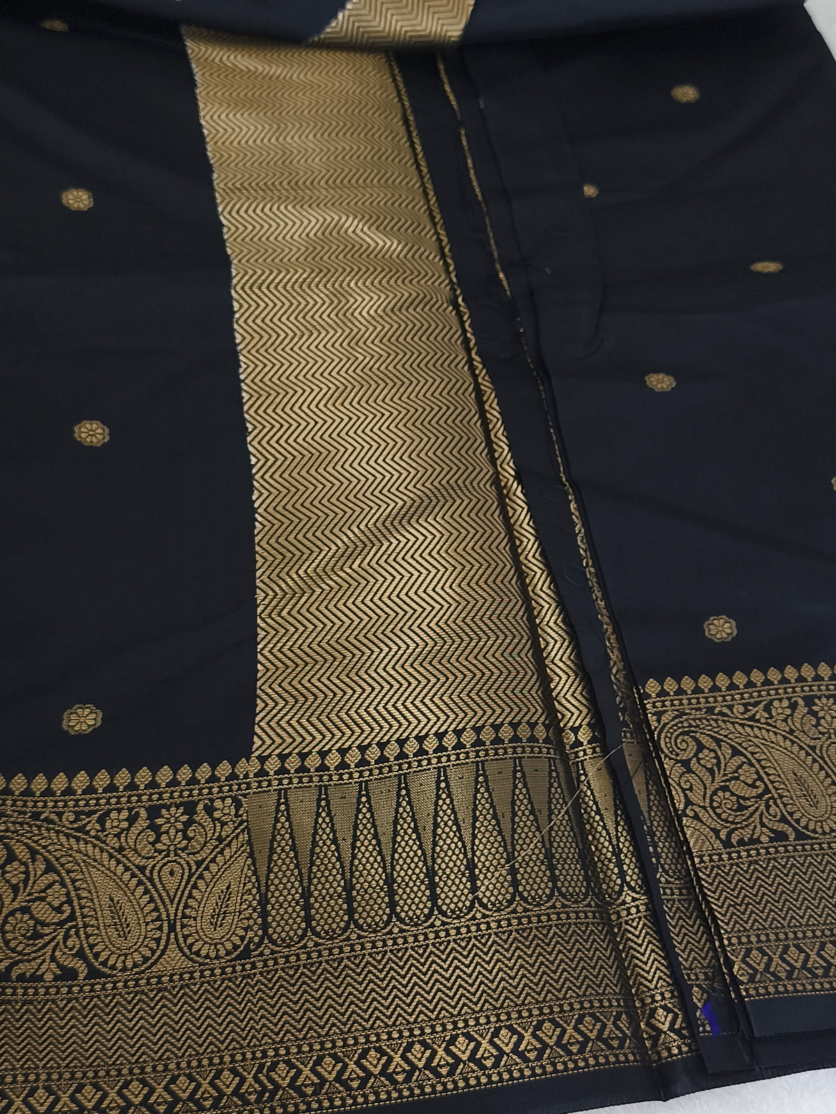 Banarasi semi katan soft silk saree (Black)