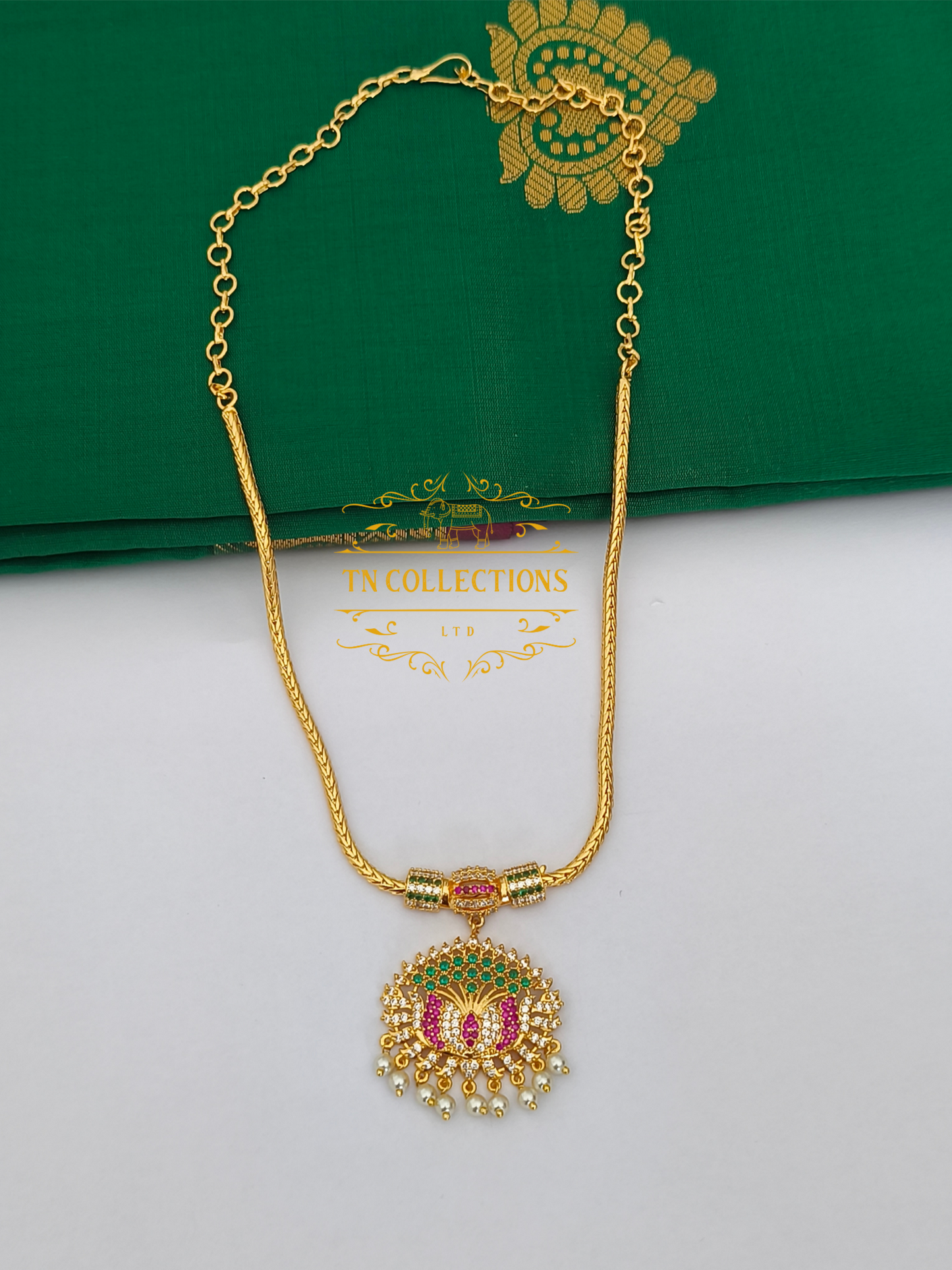 Micro Gold-Plated Traditional Necklace (Attiyal) Multicoloured