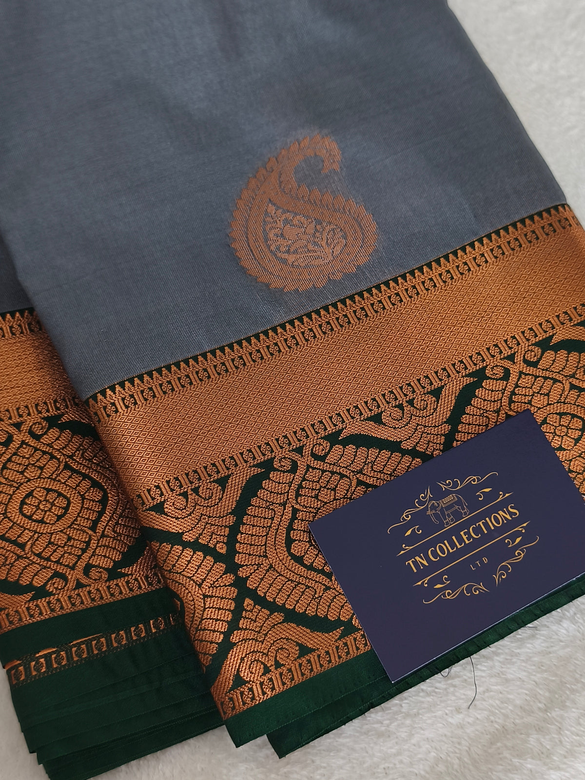 Grey kanchi Semi Silk Saree