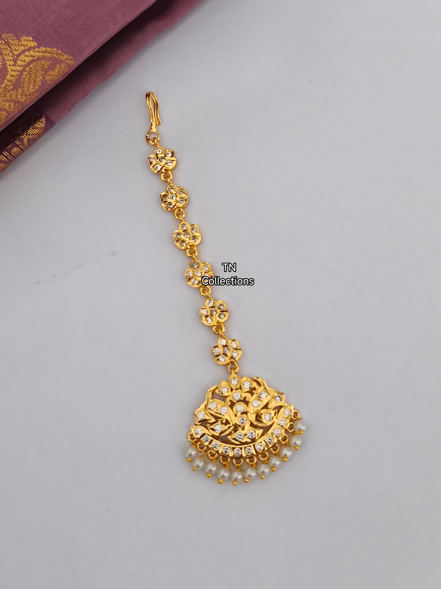 Micro gold plated Tikka (Full White stones)