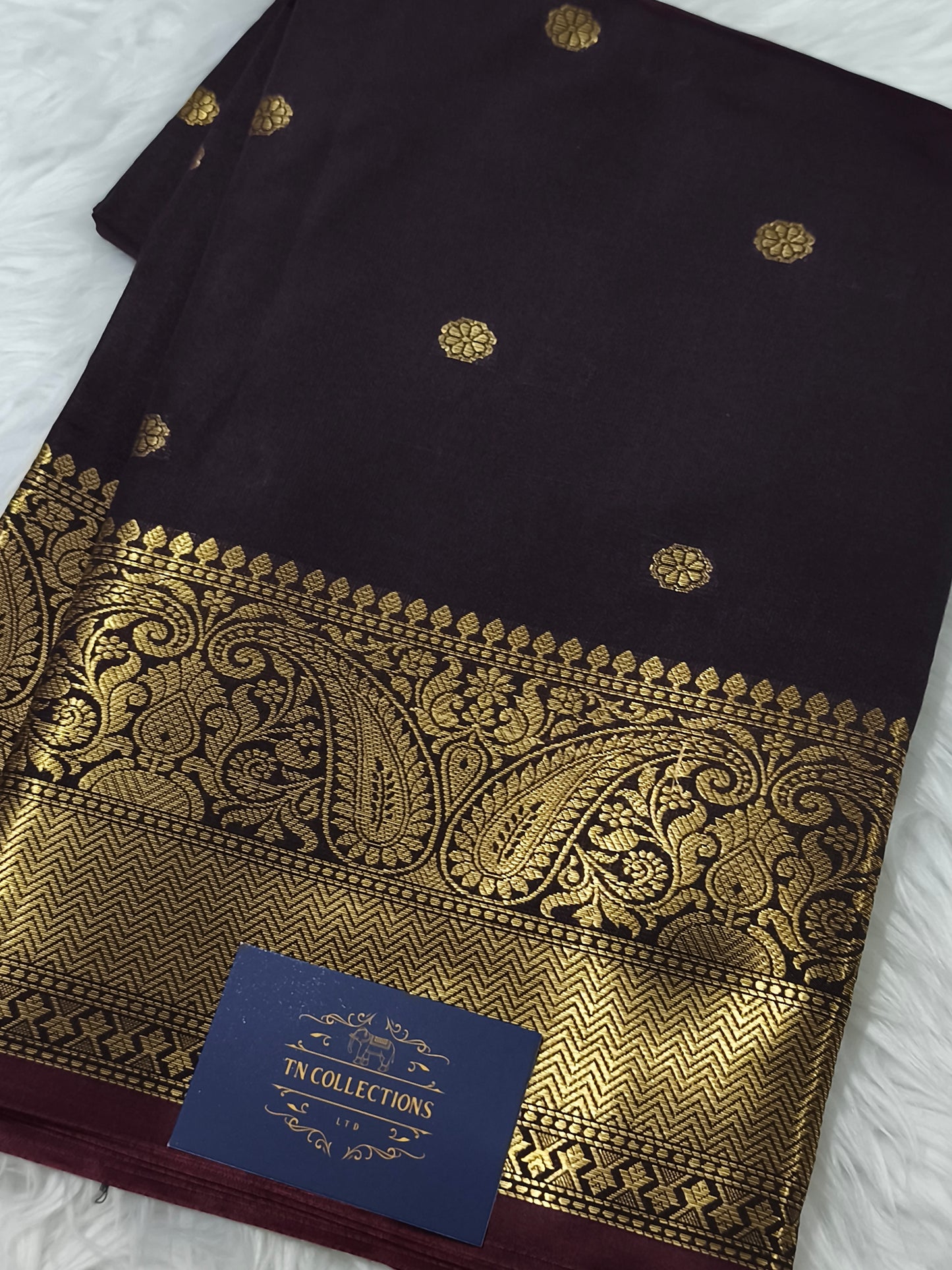 Dark Brown Banarasi Semi kataan Soft Silk
