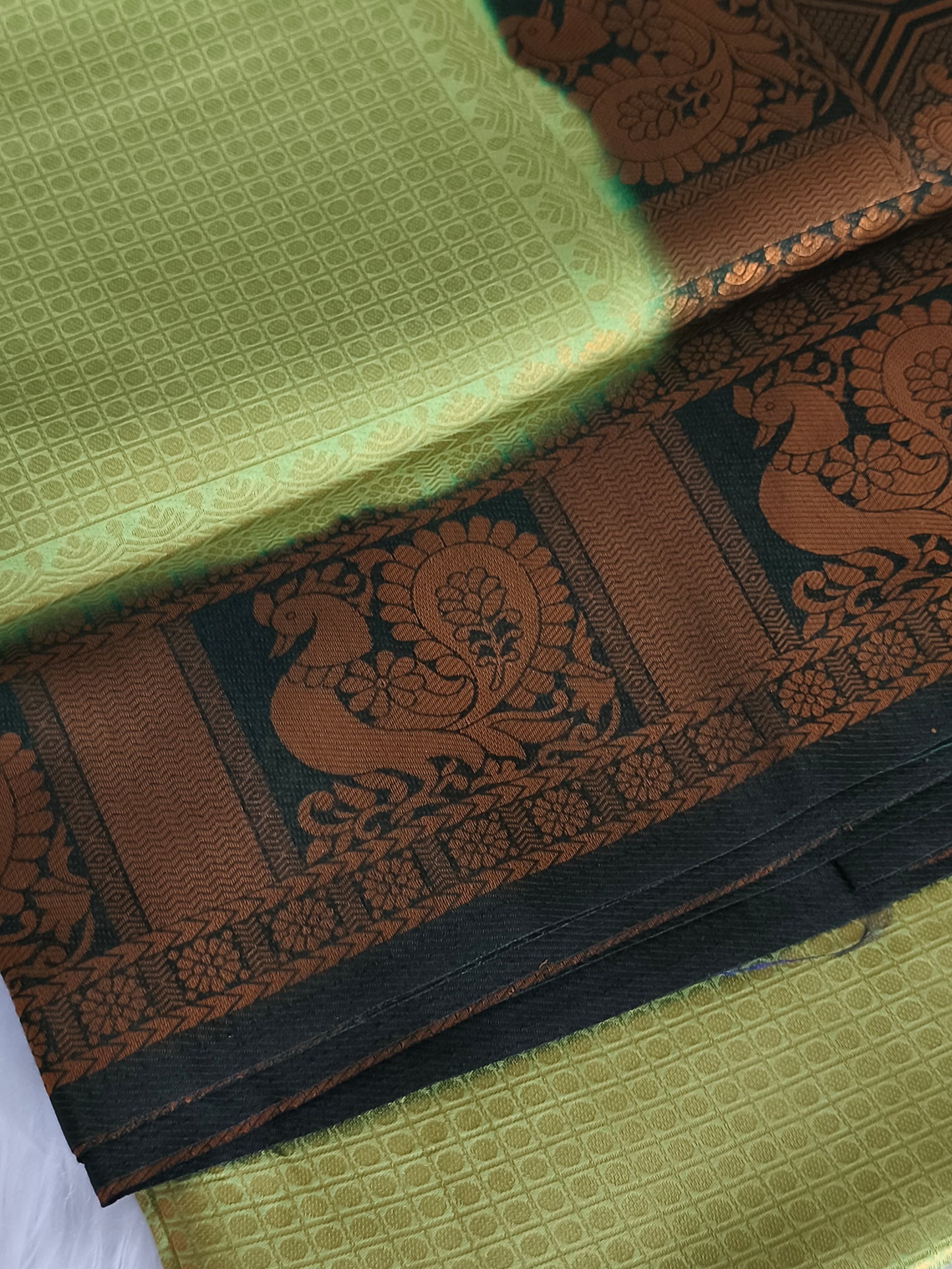 Light Green Soft Kubera pattu saree Grey