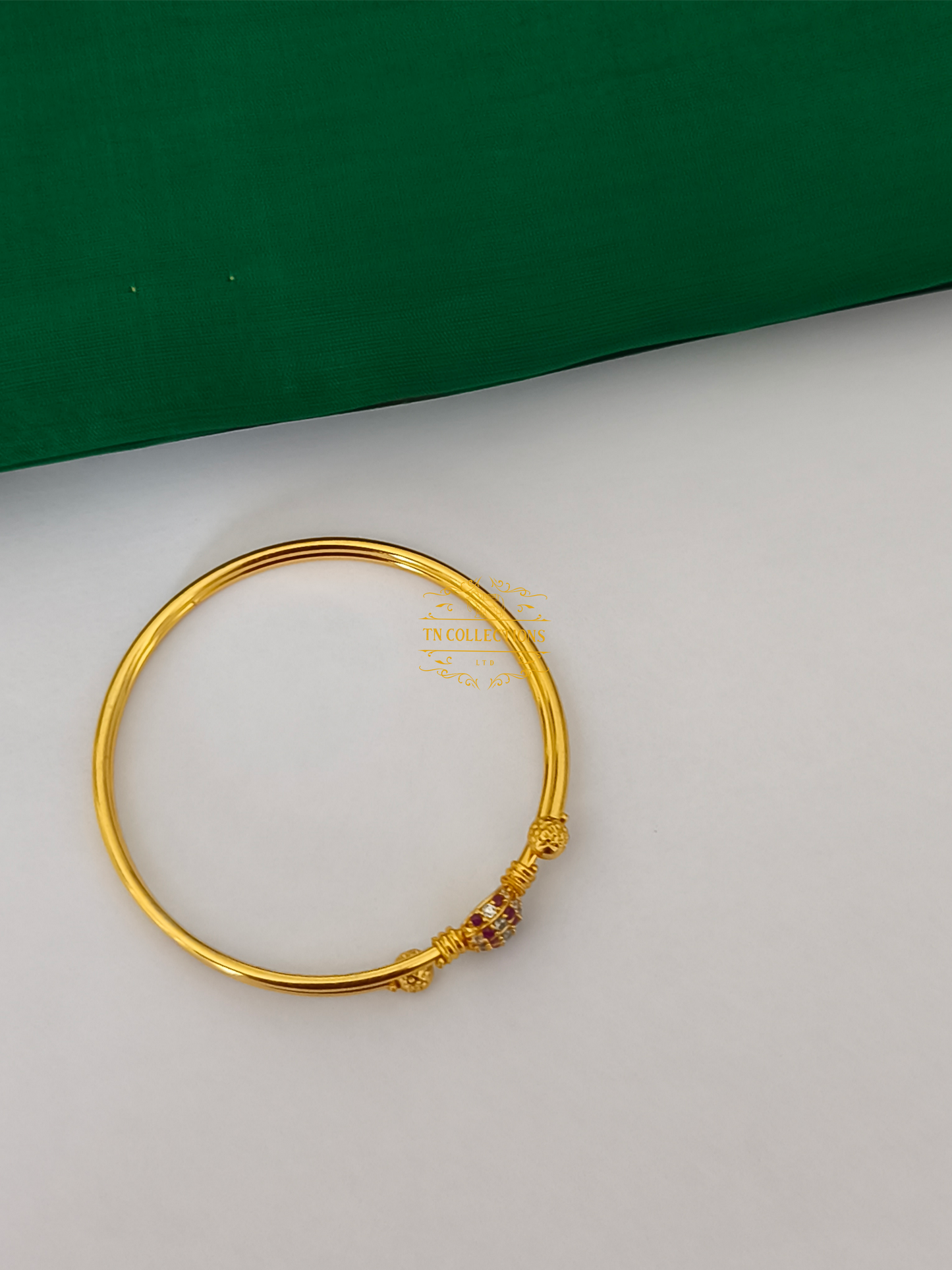 One gram gold polished SINGLE Bangle (Ruby & white)