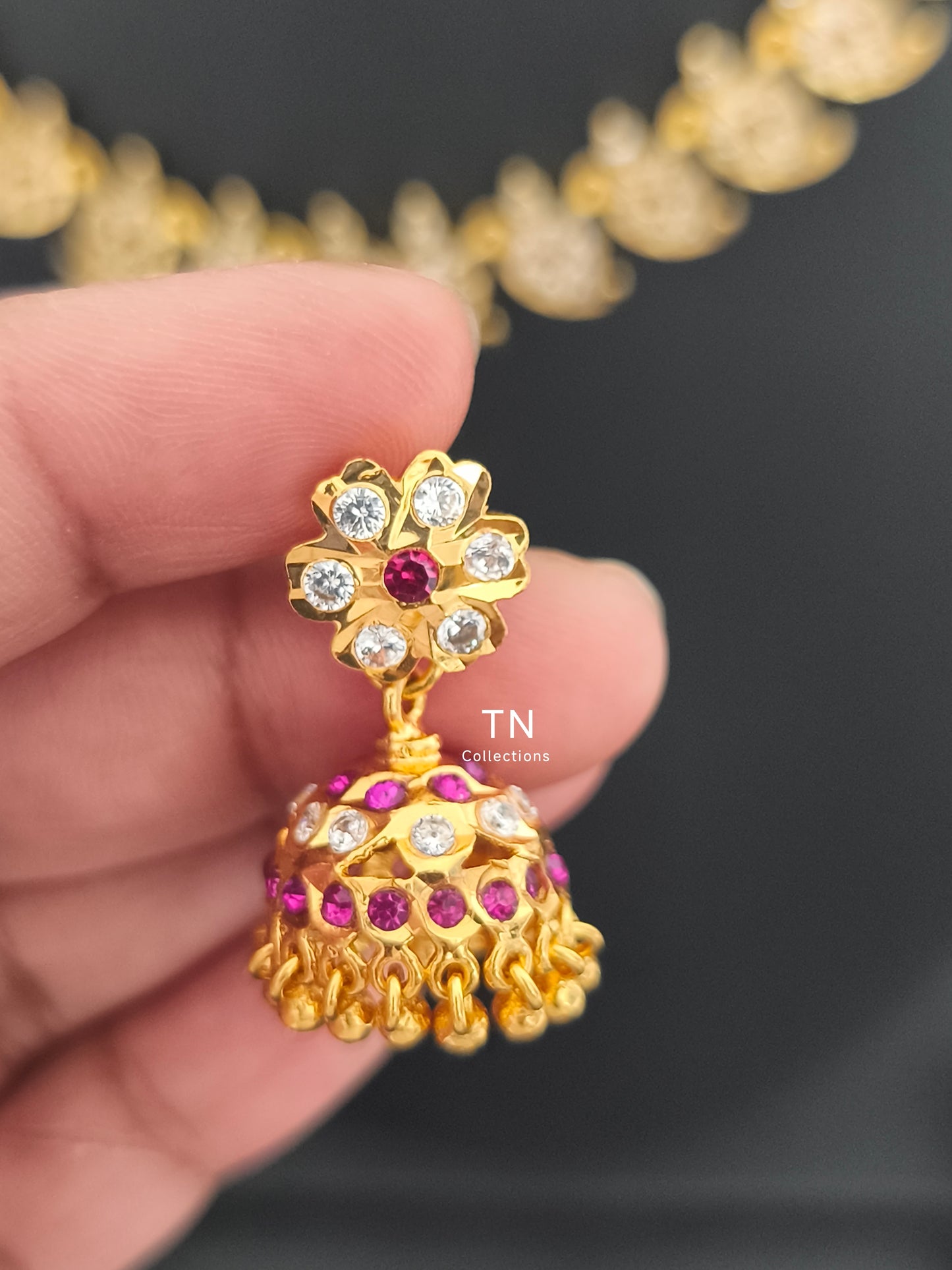 Ruby & white stones Traditional Mango Attiyal